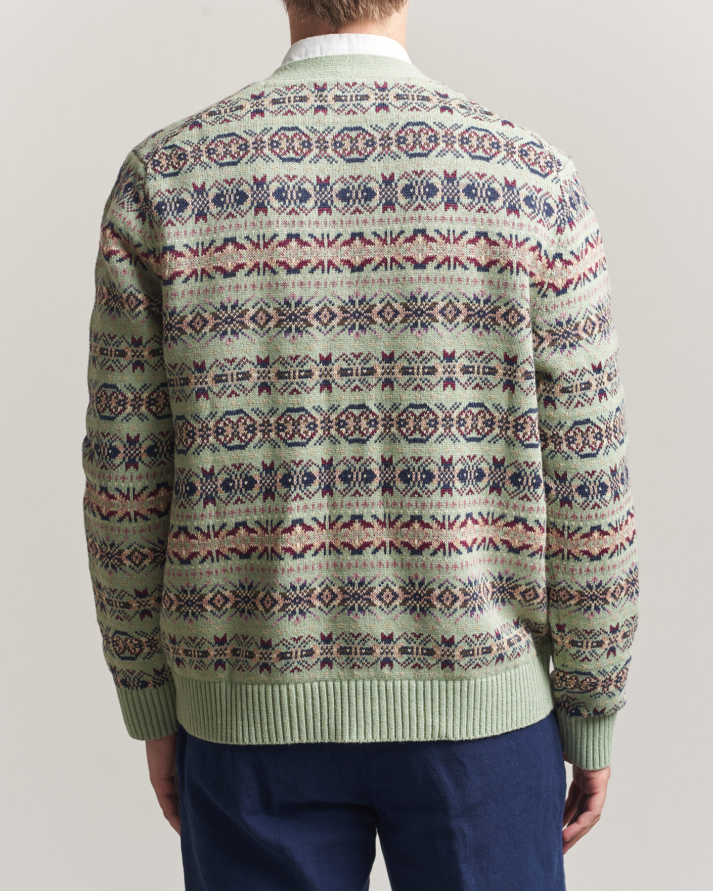 Herr | Tröjor | Polo Ralph Lauren | Cotton/Linen Fairisle Cardigan Green Combo