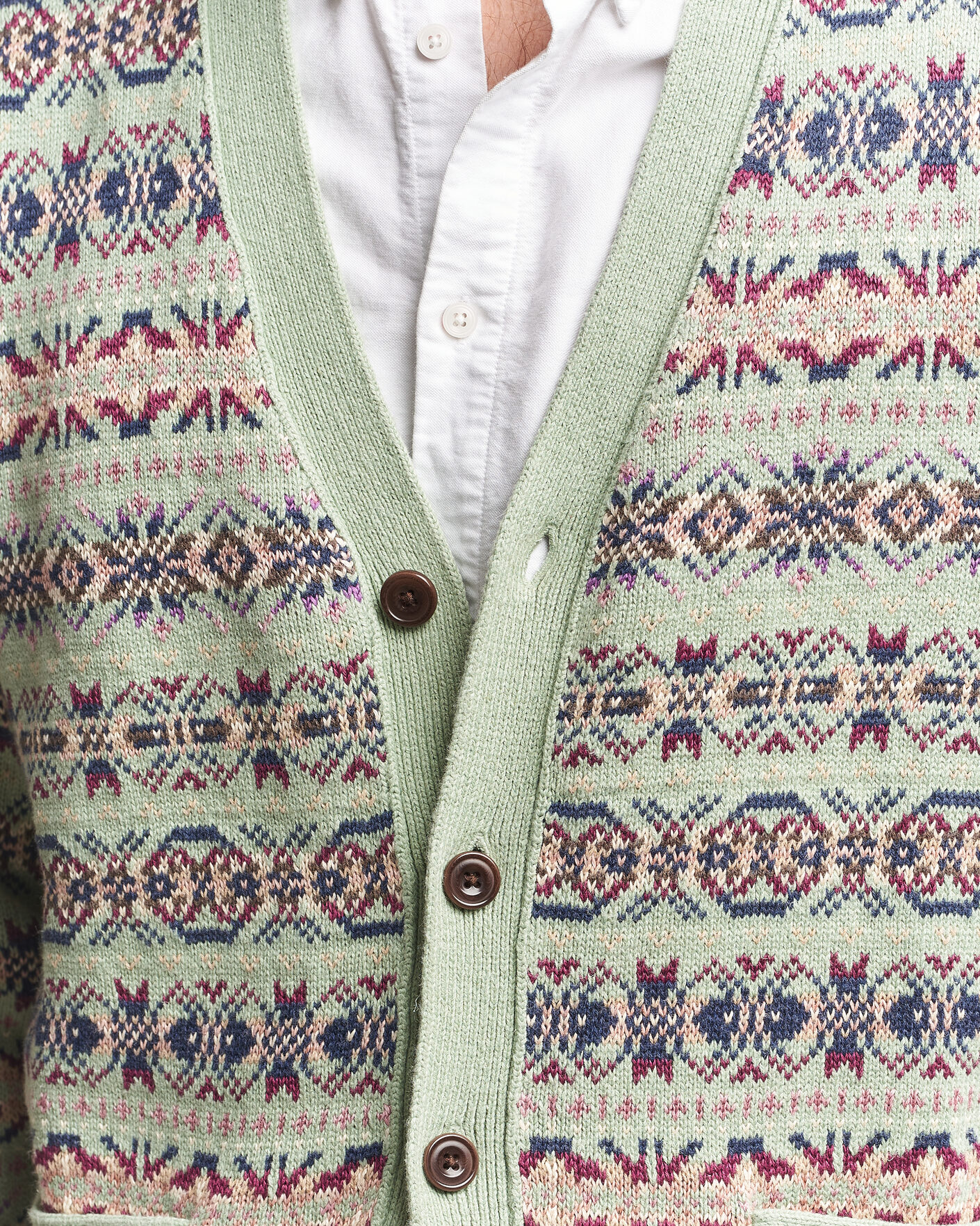 Herr | Tröjor | Polo Ralph Lauren | Cotton/Linen Fairisle Cardigan Green Combo