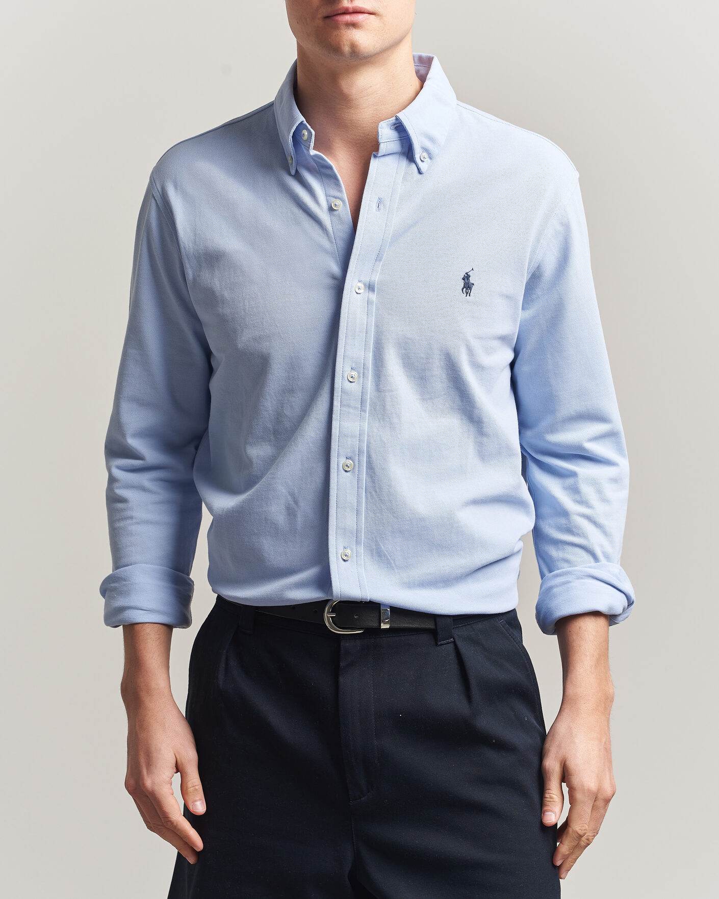 Herr | Skjortor | Polo Ralph Lauren | Featherweight Mesh Shirt Pebble Blue