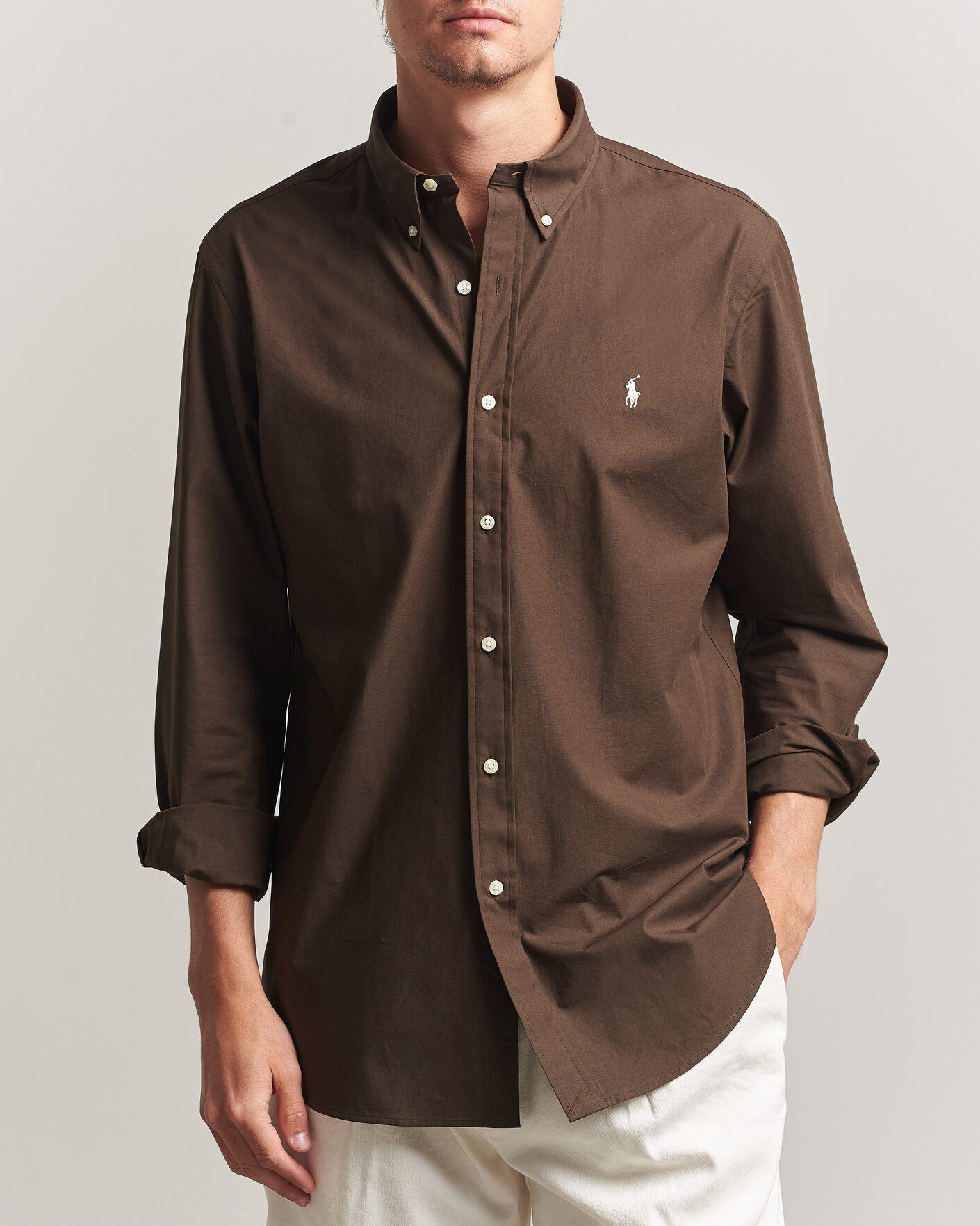 Herr | Skjortor | Polo Ralph Lauren | Custom Fit Poplin Shirt Nutmeg Brown