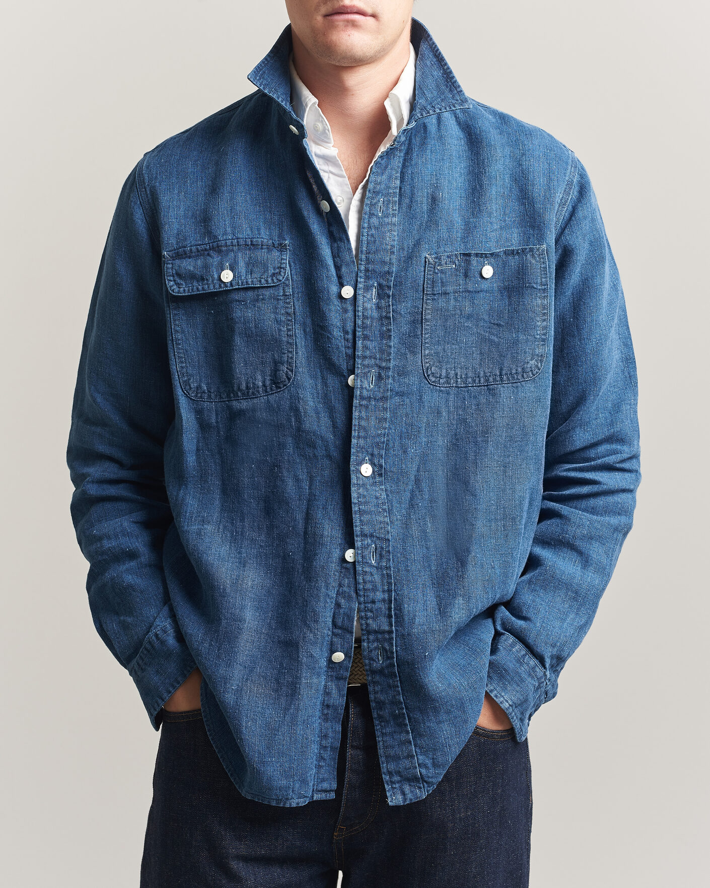 Herr | Skjortor | Polo Ralph Lauren | Indigo/Linen Western Shirt Medium Wash