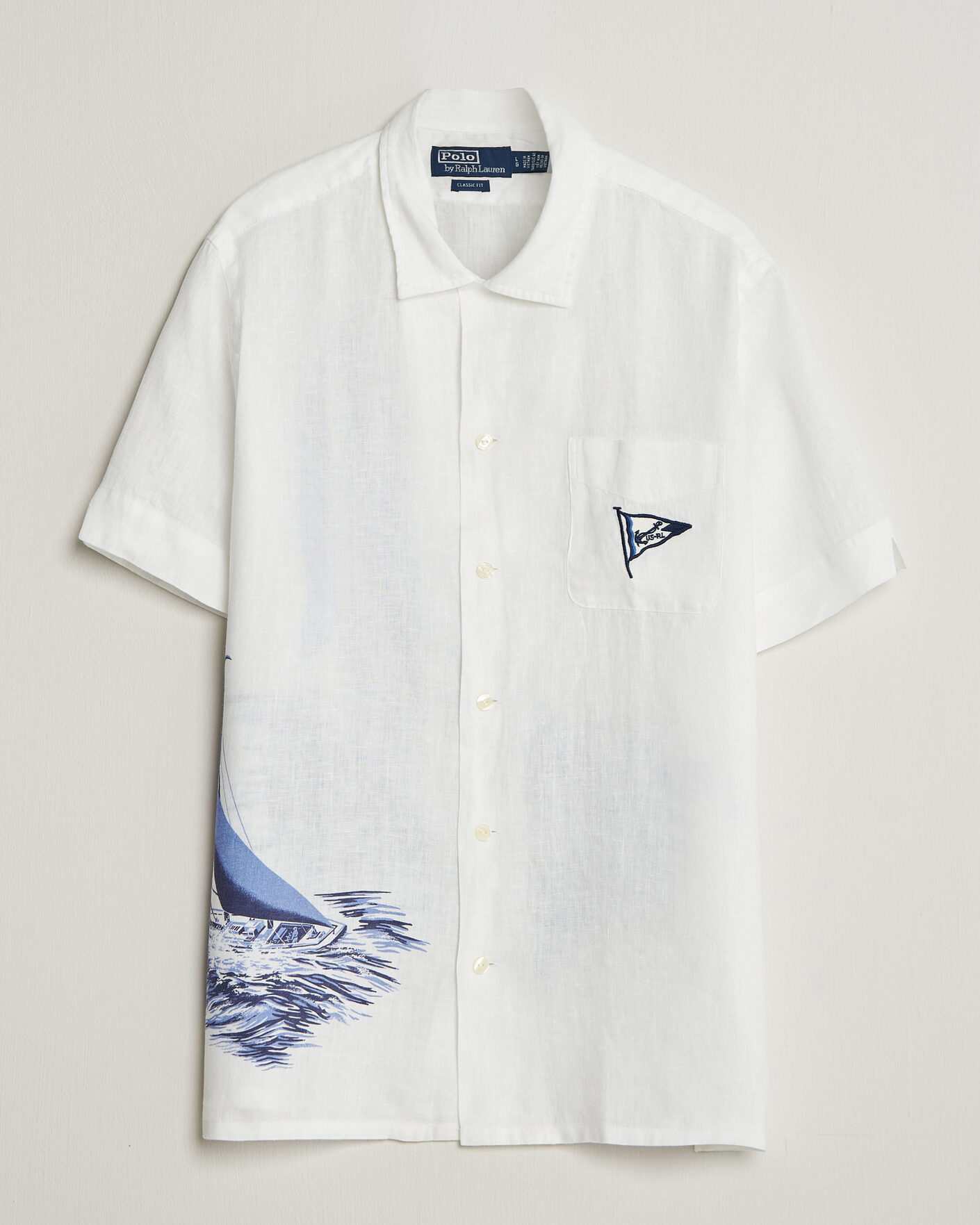 Herr | Skjortor | Polo Ralph Lauren | Linen Camp Shirt Vintage Nautical Sail