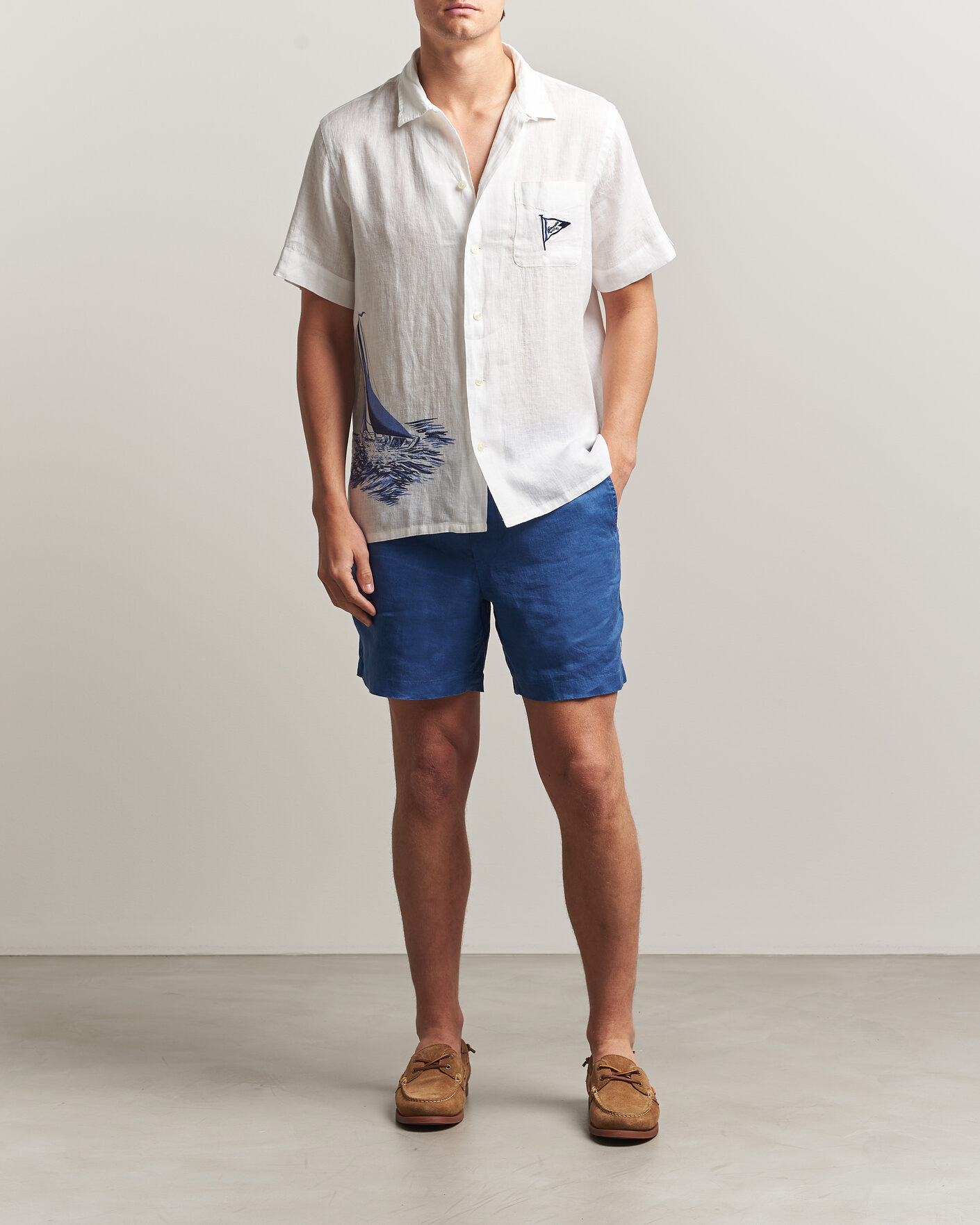 Herr | Skjortor | Polo Ralph Lauren | Linen Camp Shirt Vintage Nautical Sail