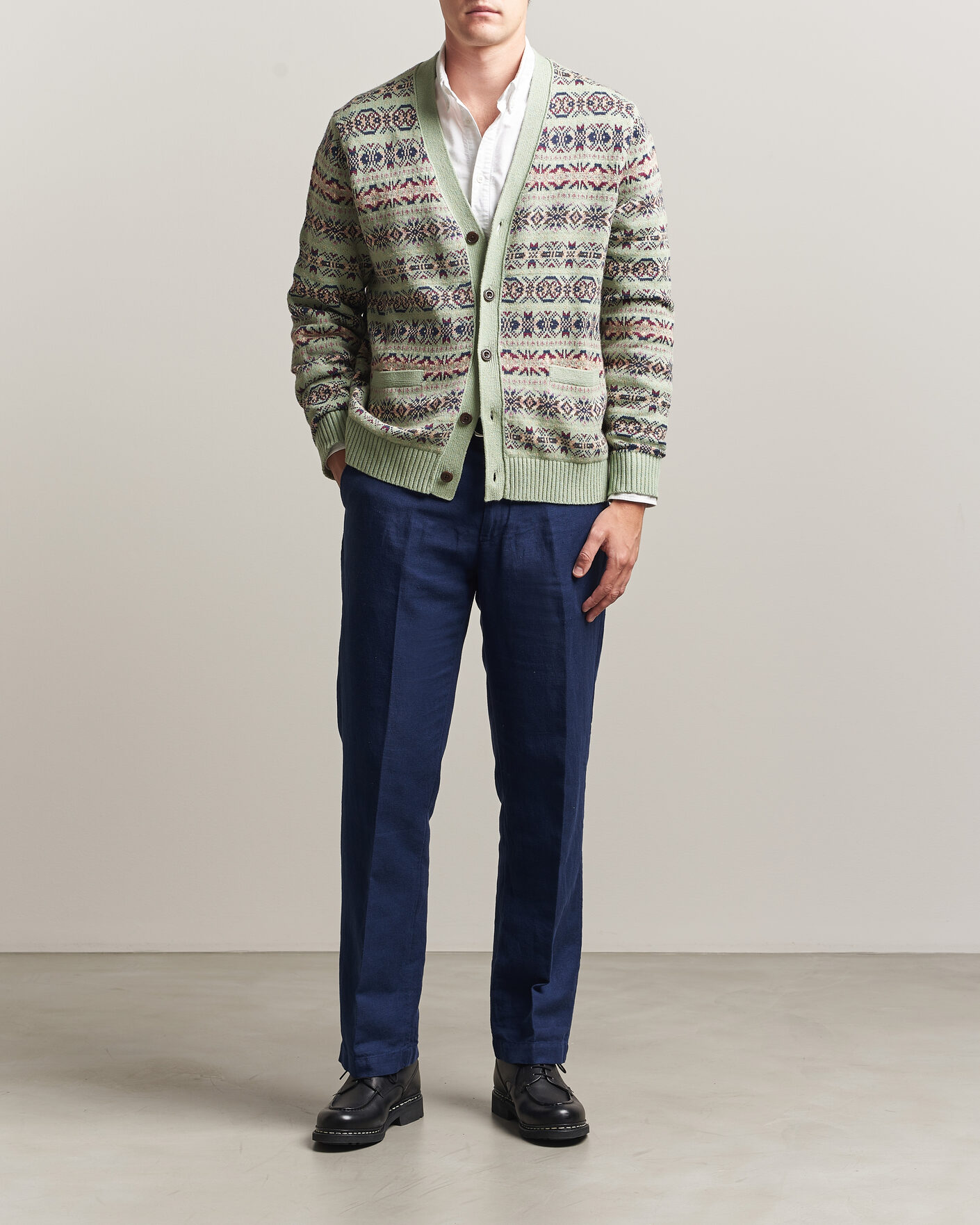 Herr | Byxor | Polo Ralph Lauren | Cotton/Linen Houndstooth Pants Newport Navy