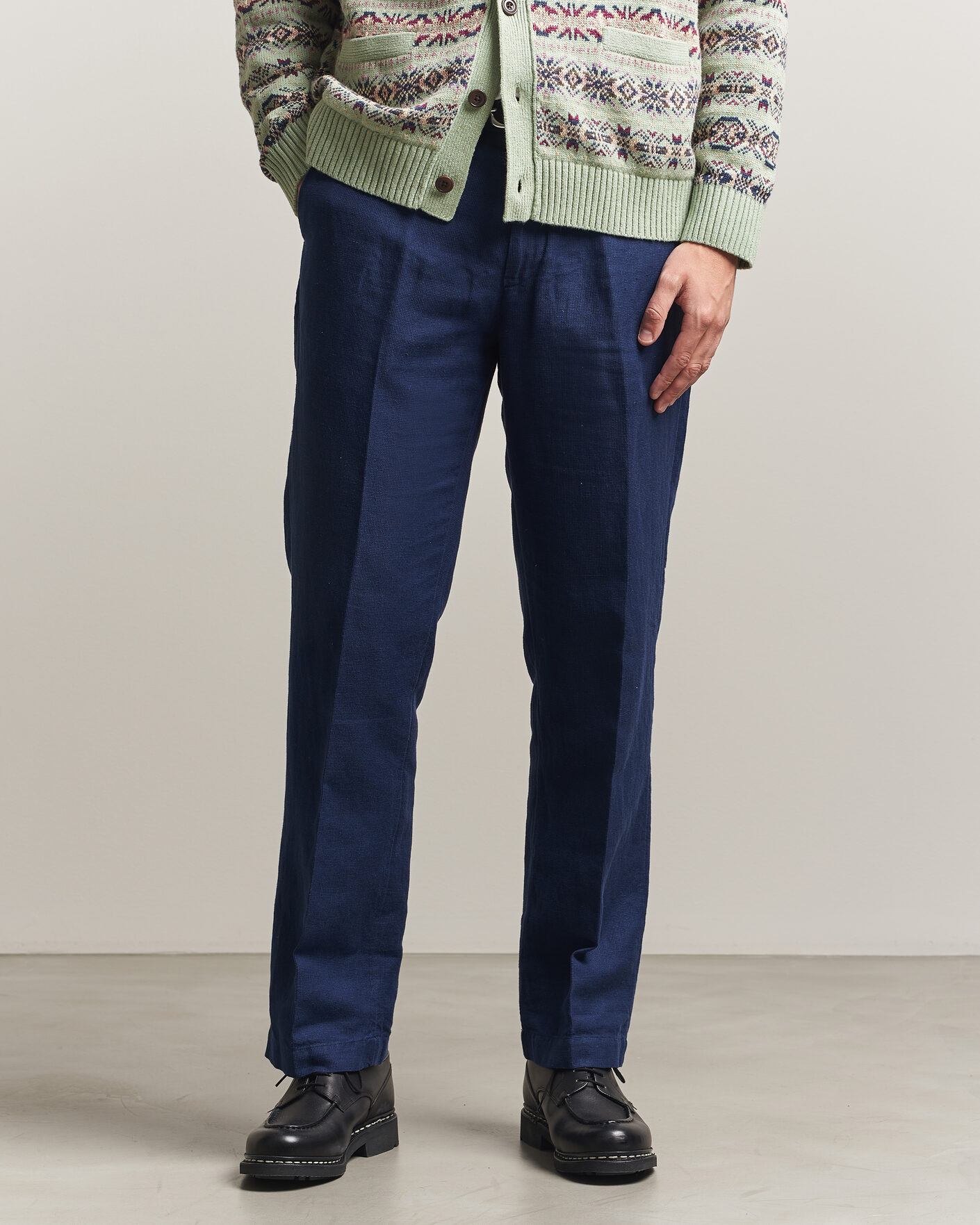 Herr | Byxor | Polo Ralph Lauren | Cotton/Linen Houndstooth Pants Newport Navy