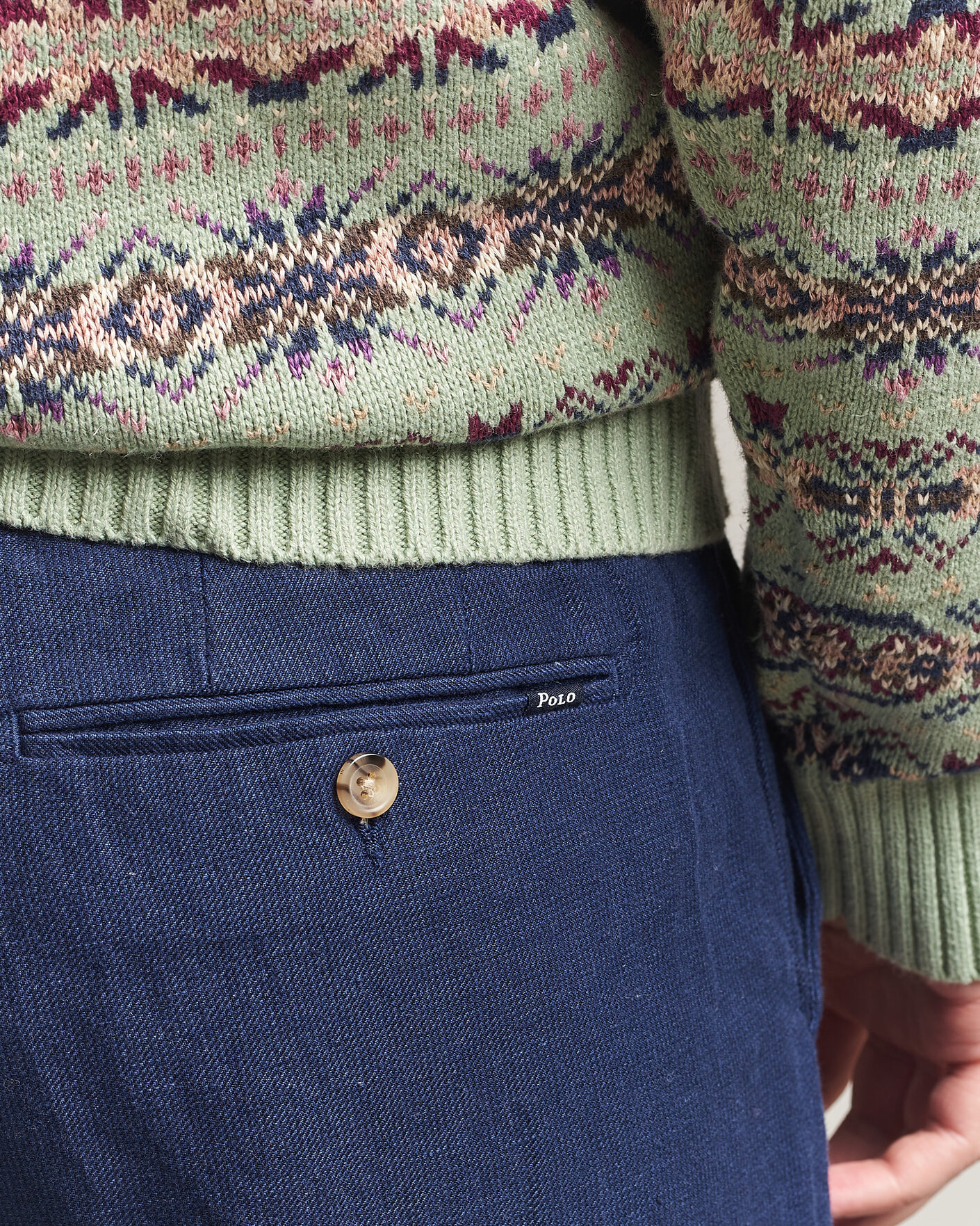 Herr | Byxor | Polo Ralph Lauren | Cotton/Linen Houndstooth Pants Newport Navy