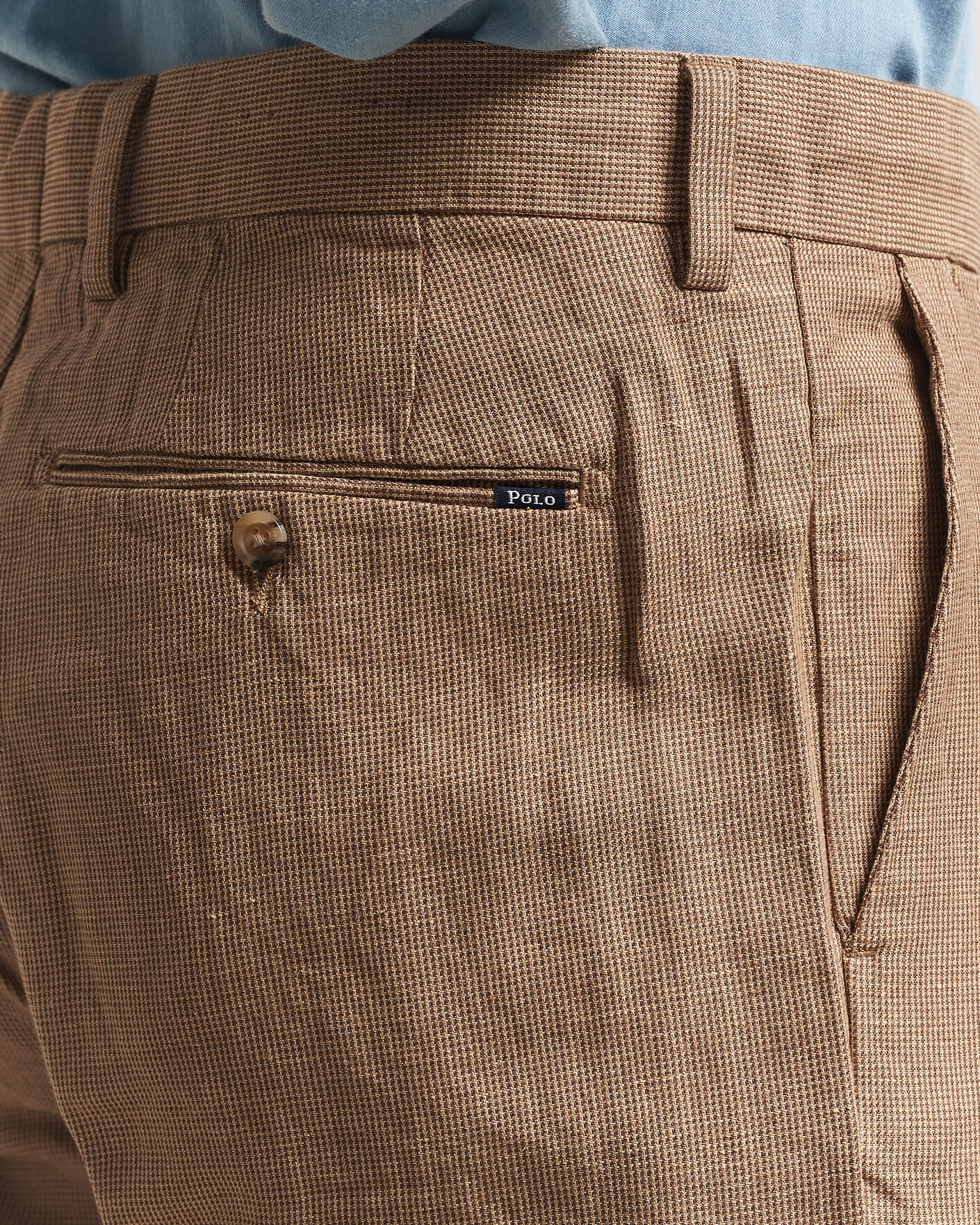 Herr | Byxor | Polo Ralph Lauren | Cotton/Linen Houndstooth Pants Vintage Khaki