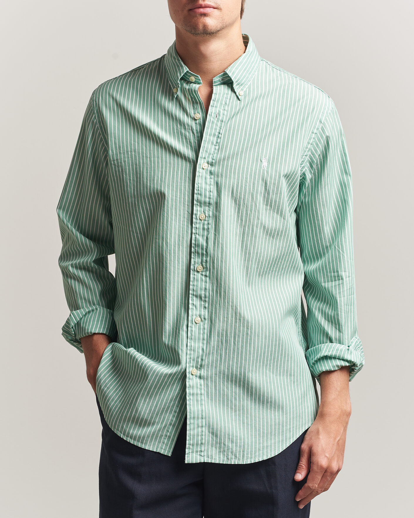 Herr | Skjortor | Polo Ralph Lauren | Custom Fit Stripe Poplin Shirt Faded Mint