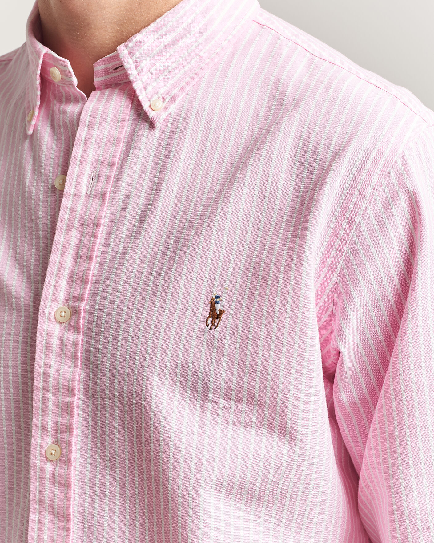 Herr | Skjortor | Polo Ralph Lauren | Custom Fit Seersucker/Oxford Stripe Shirt New Rose