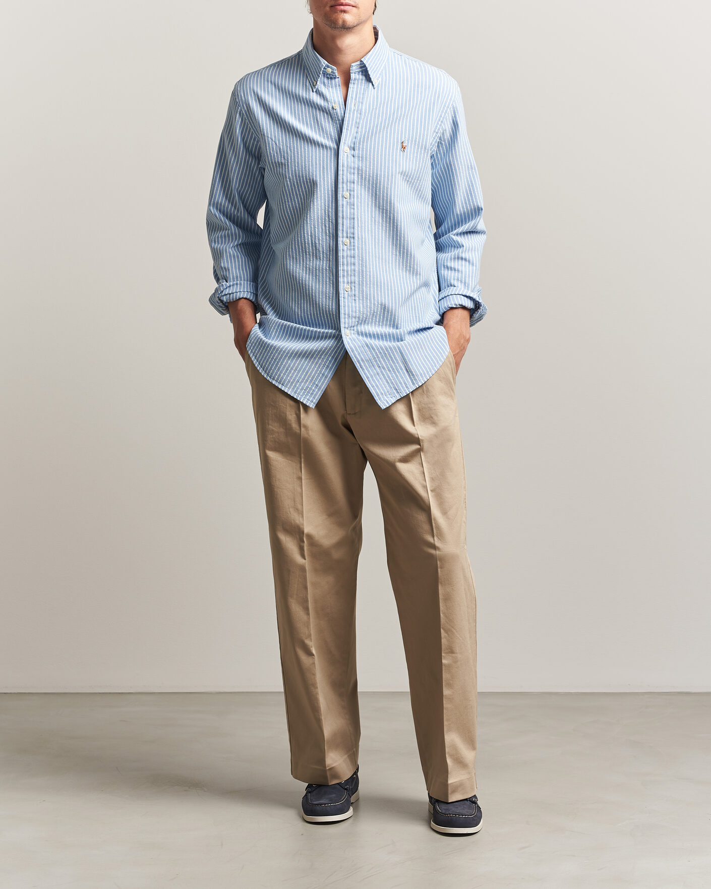 Herr | Skjortor | Polo Ralph Lauren | Custom Fit Seersucker/Oxford Stripe Shirt Blue
