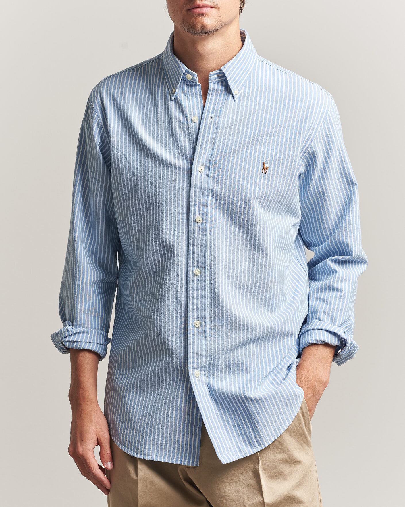 Herr | Skjortor | Polo Ralph Lauren | Custom Fit Seersucker/Oxford Stripe Shirt Blue