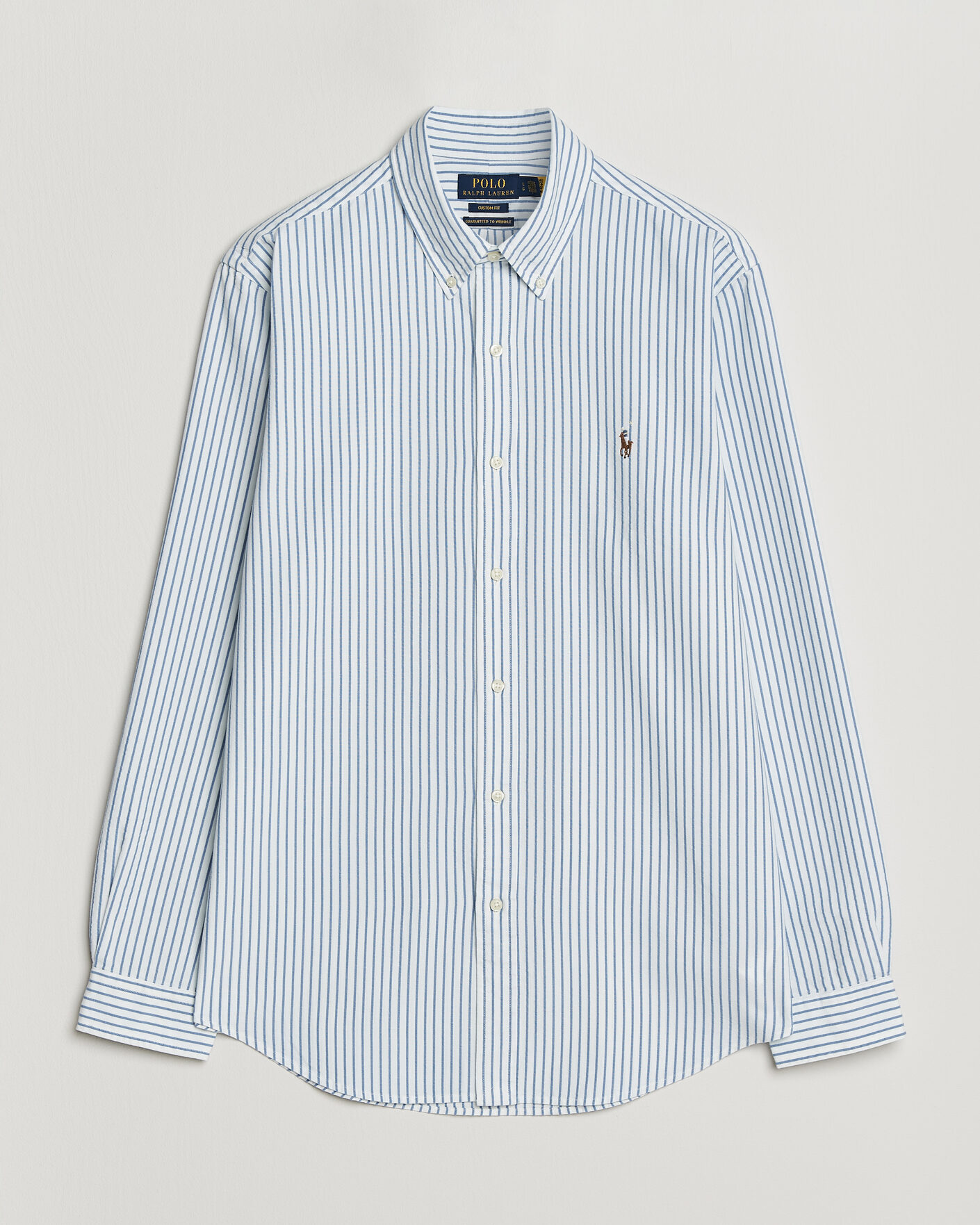 Herr | Skjortor | Polo Ralph Lauren | Custom Fit Seersucker/Oxford Stripe Shirt White/Blue