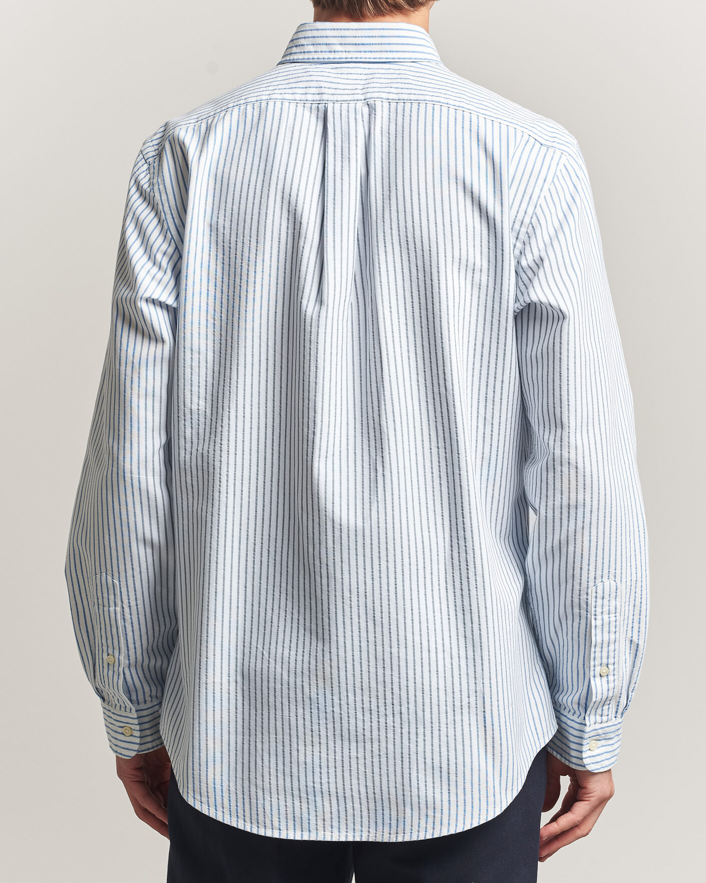 Herr | Skjortor | Polo Ralph Lauren | Custom Fit Seersucker/Oxford Stripe Shirt White/Blue