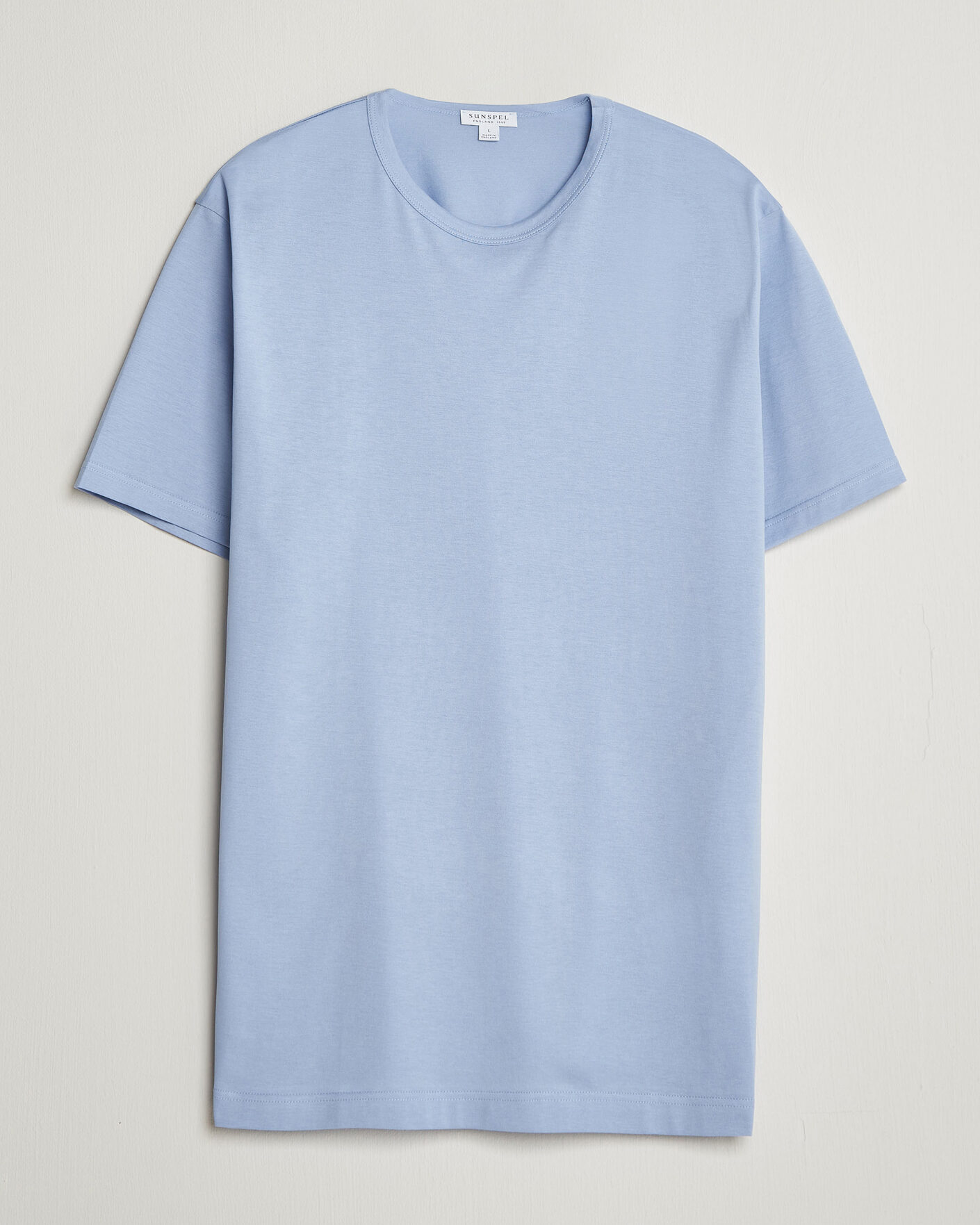 Herr | T-Shirts | Sunspel | Crew Neck Q82 Cotton T-Shirt Sky Blue
