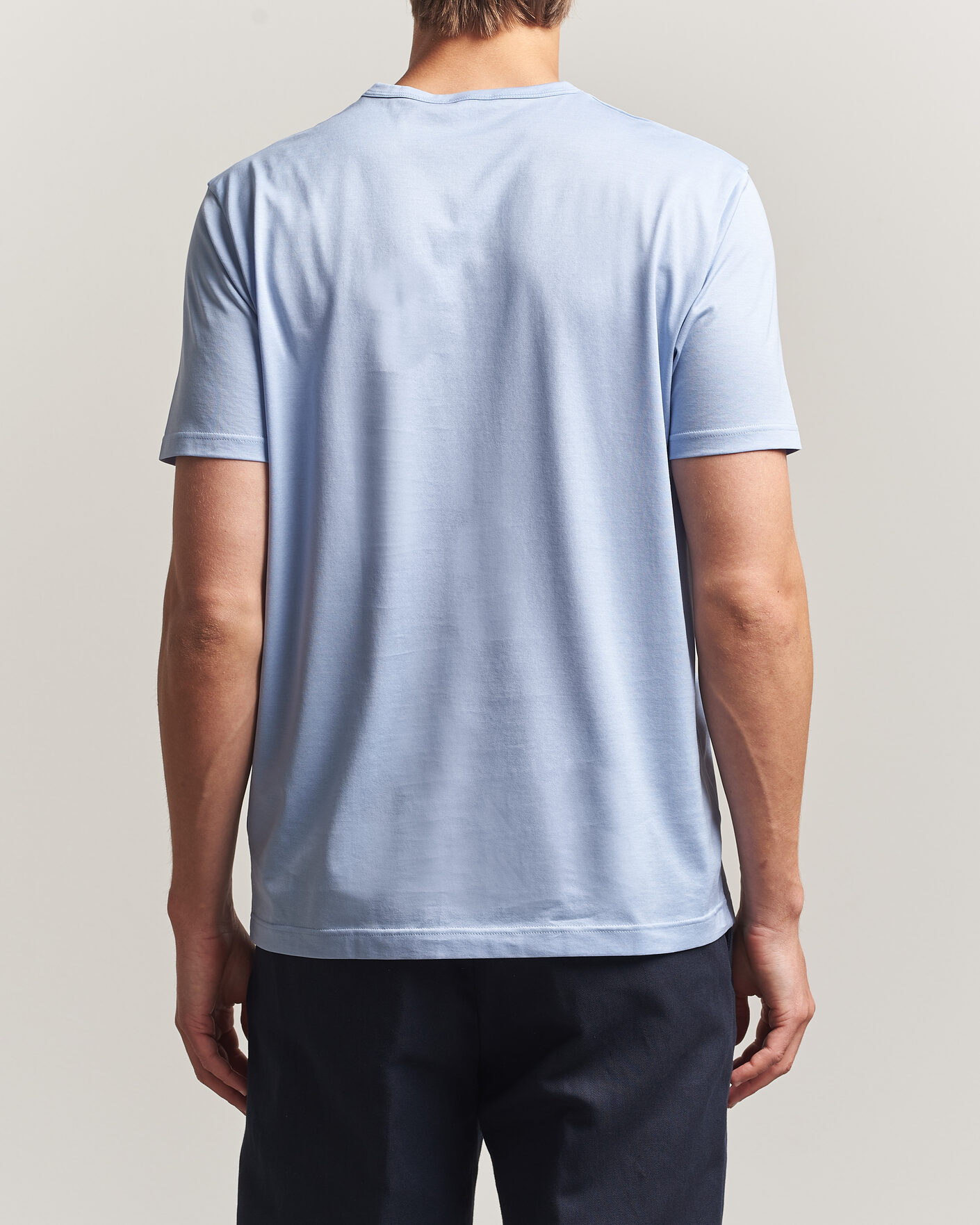 Herr | T-Shirts | Sunspel | Crew Neck Q82 Cotton T-Shirt Sky Blue