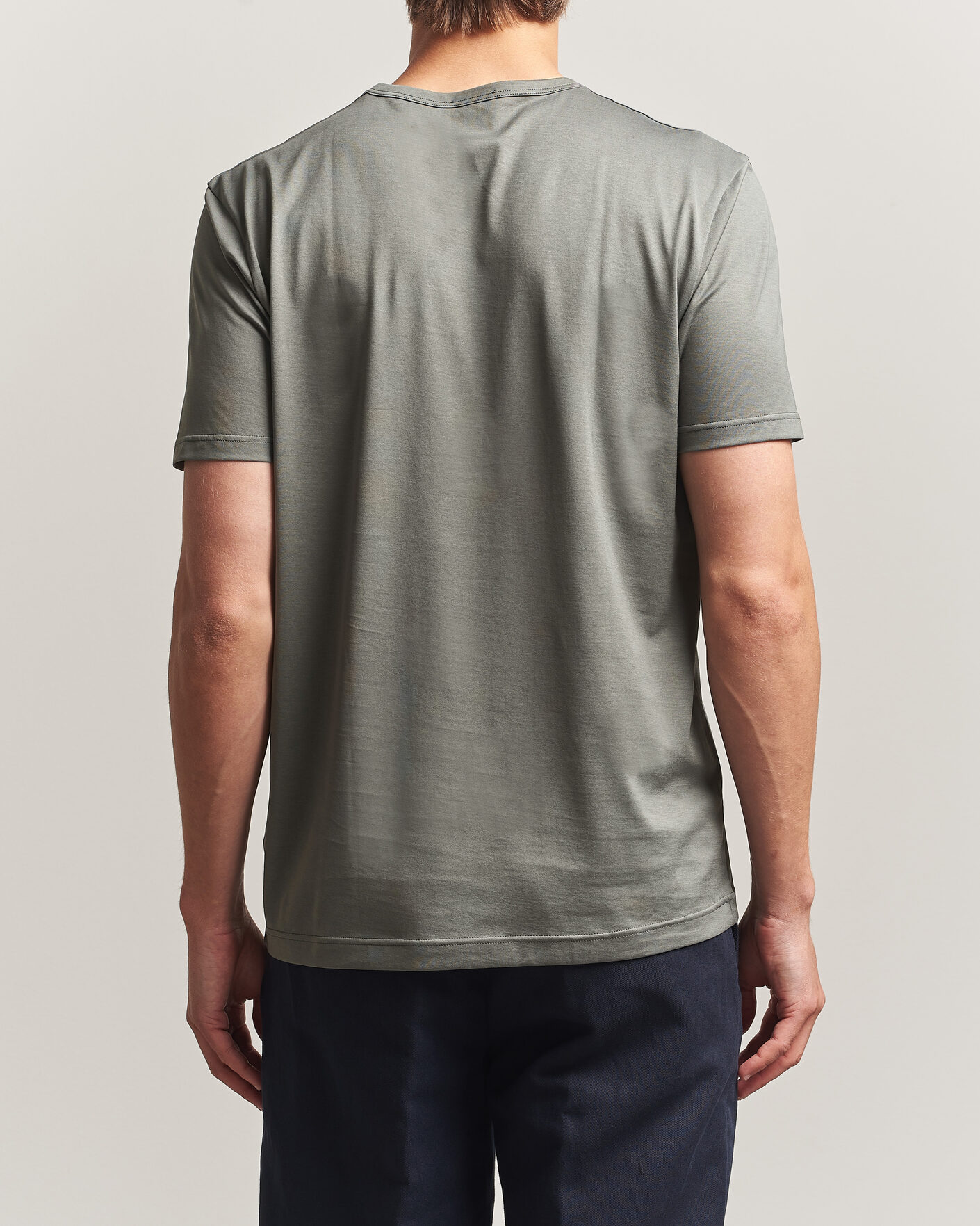 Herr | T-Shirts | Sunspel | Crew Neck Q82 Cotton T-Shirt Fossil Grey