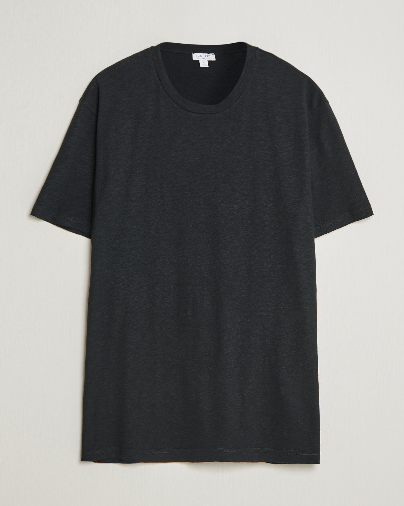 Herr | T-Shirts | Sunspel | Pima Cotton/Linen T-Shirt Black