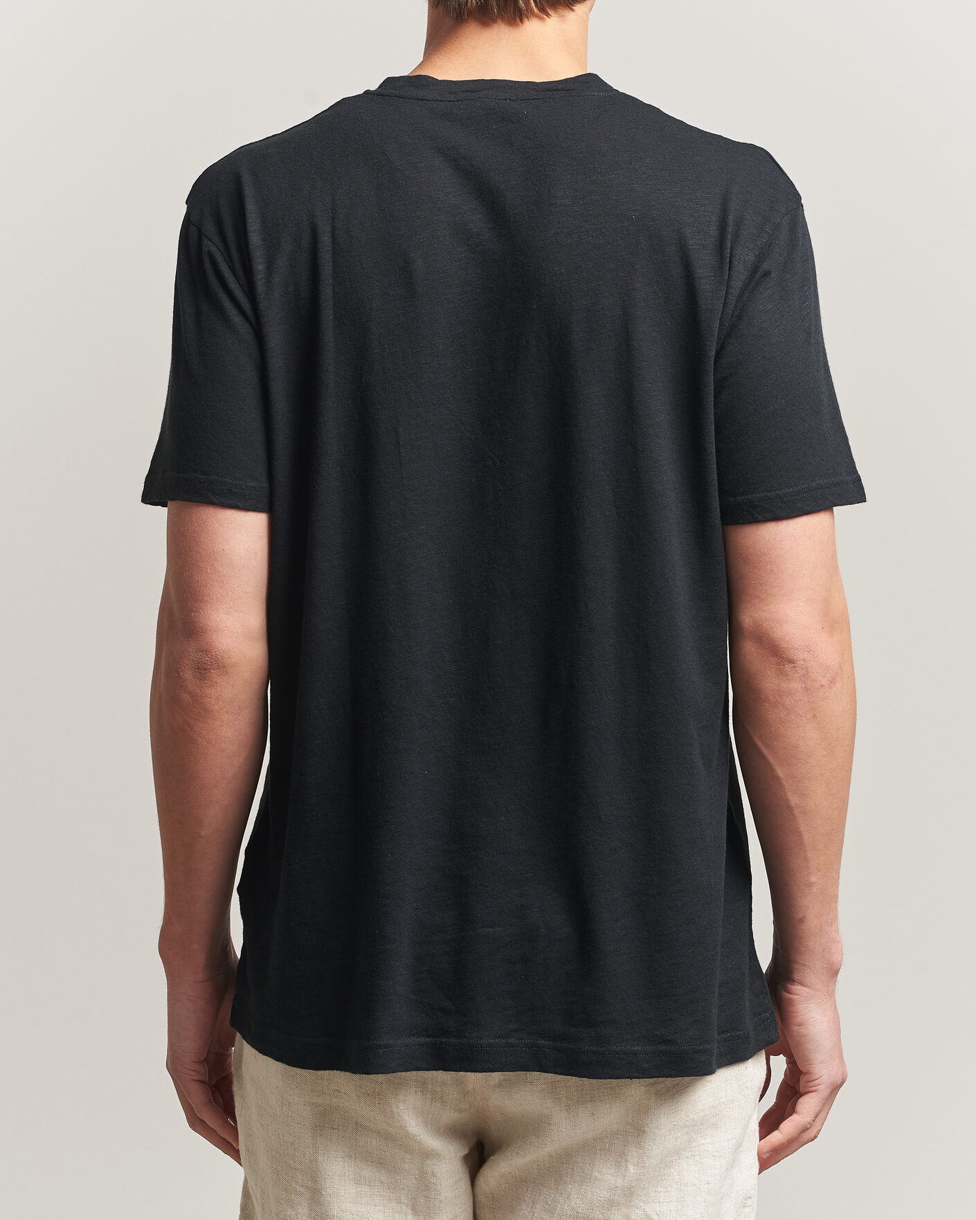 Herr | T-Shirts | Sunspel | Pima Cotton/Linen T-Shirt Black