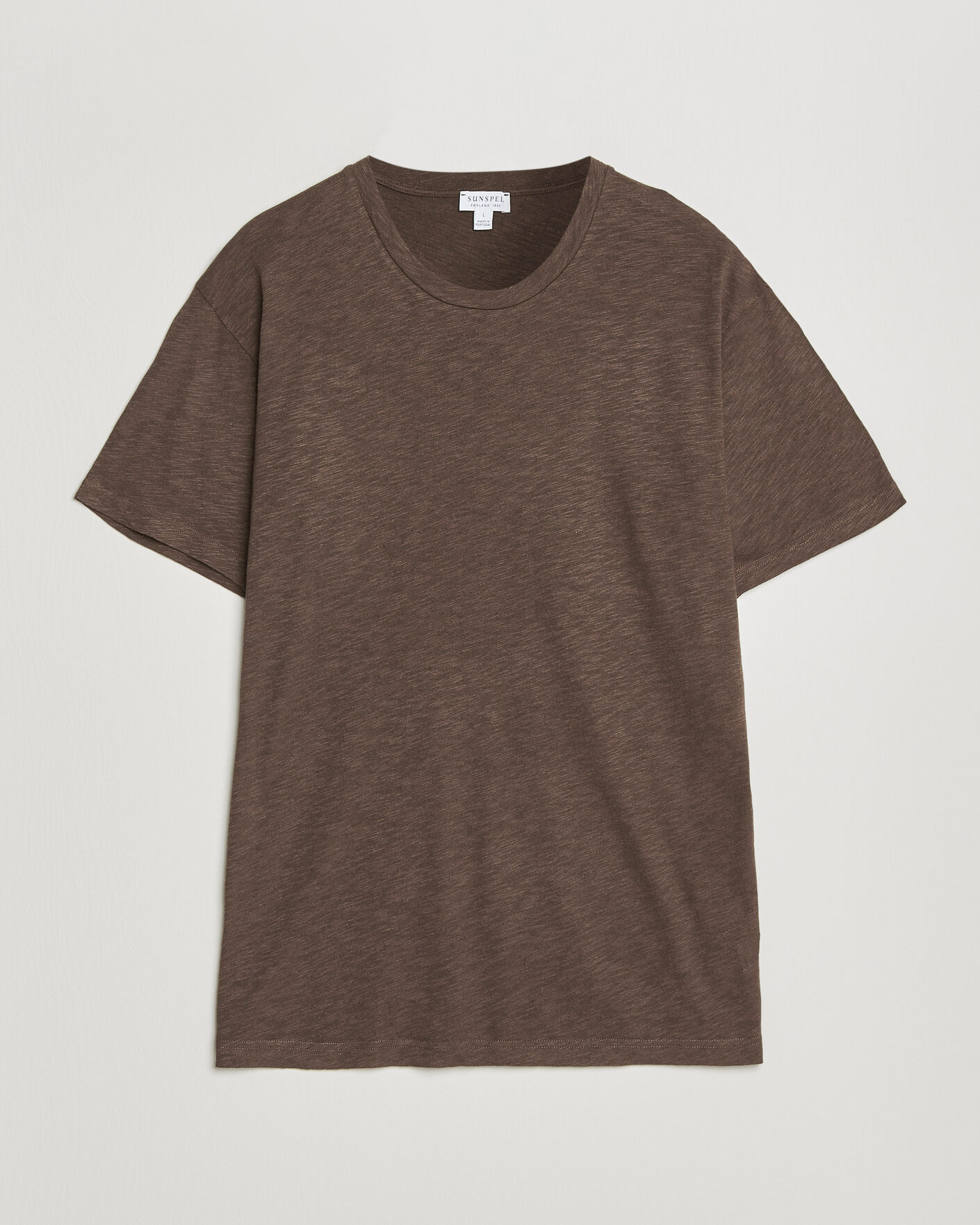 Herr | T-Shirts | Sunspel | Pima Cotton/Linen T-Shirt Dark Walnut