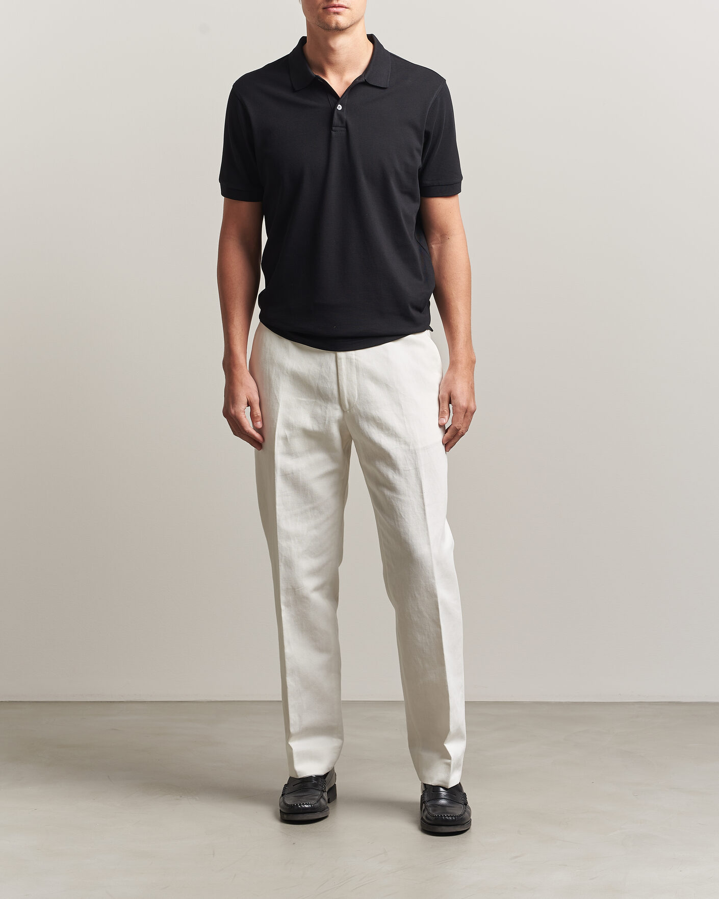 Herr | Pikéer | Sunspel | Short Sleeve Pique Polo Black