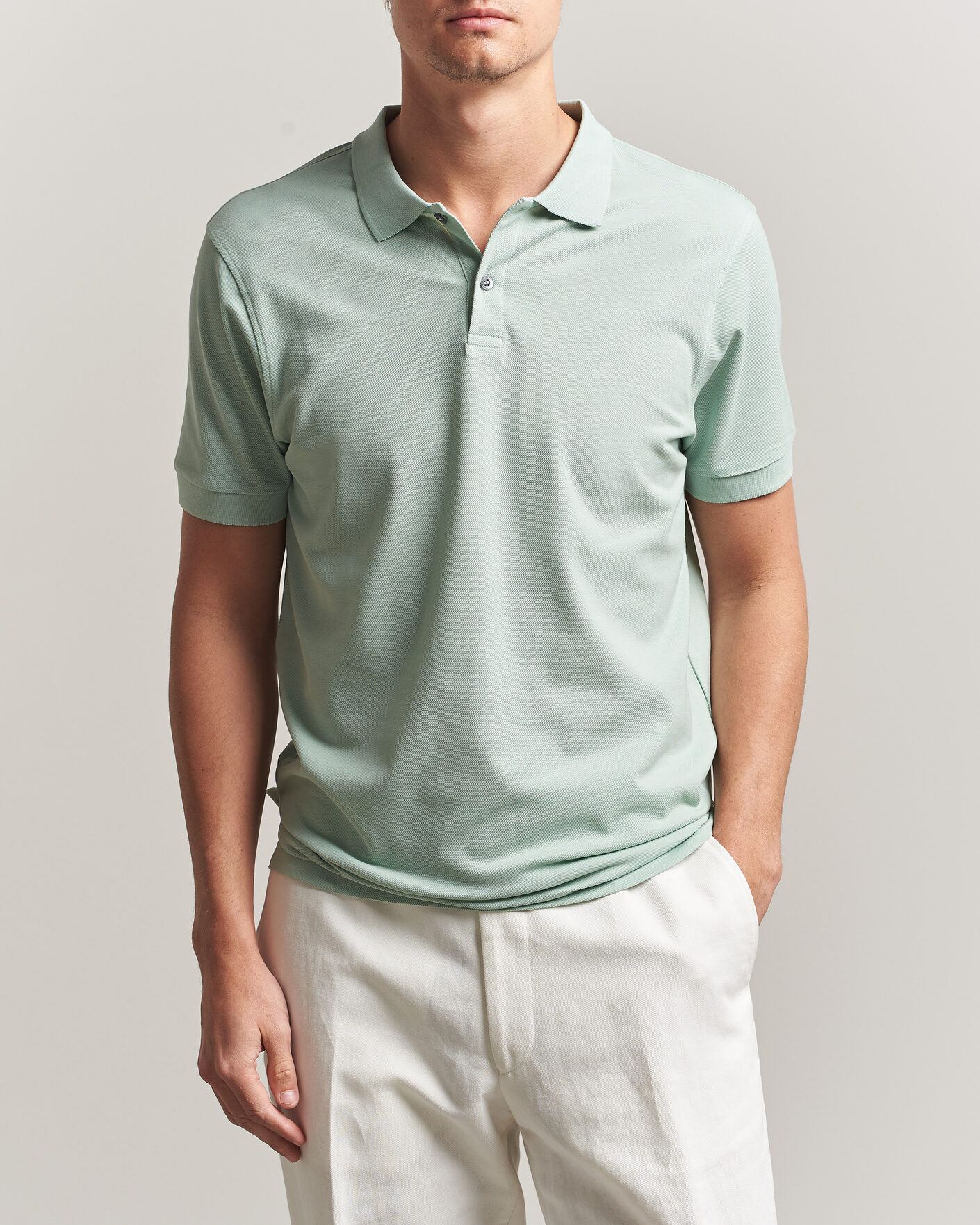 Herr | Pikéer | Sunspel | Short Sleeve Pique Polo Laurel Green