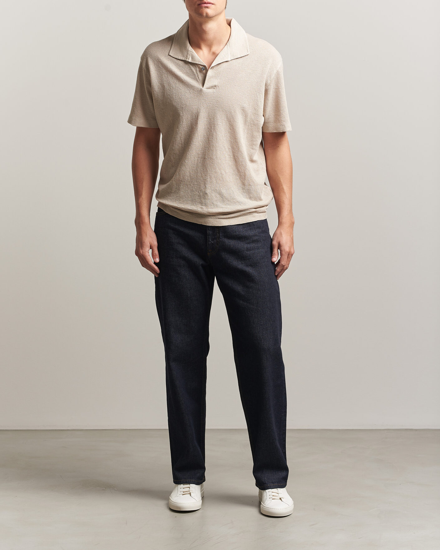 Herr | Pikéer | Sunspel | Linen Pique Polo Hazelwood
