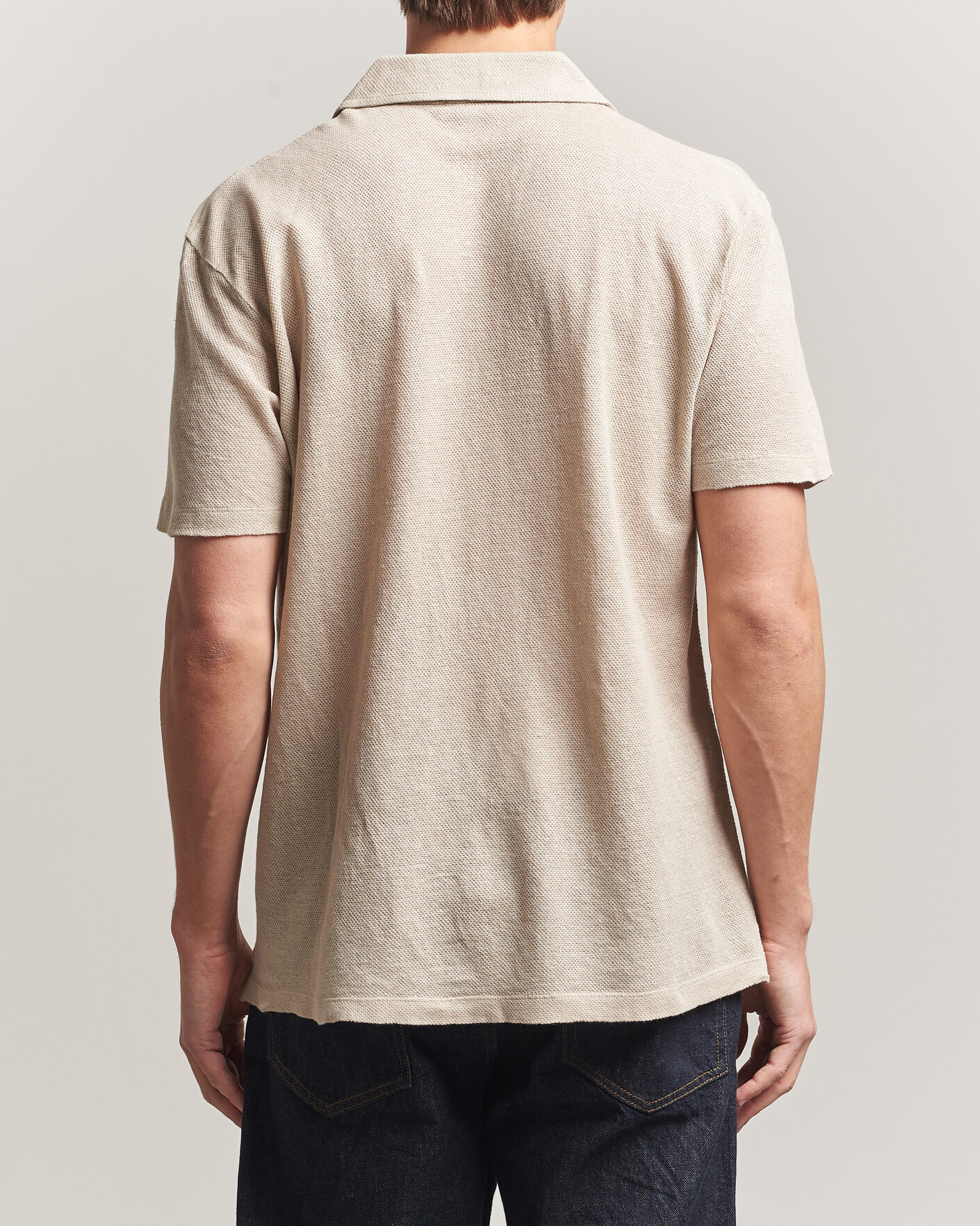 Herr | Pikéer | Sunspel | Linen Pique Polo Hazelwood
