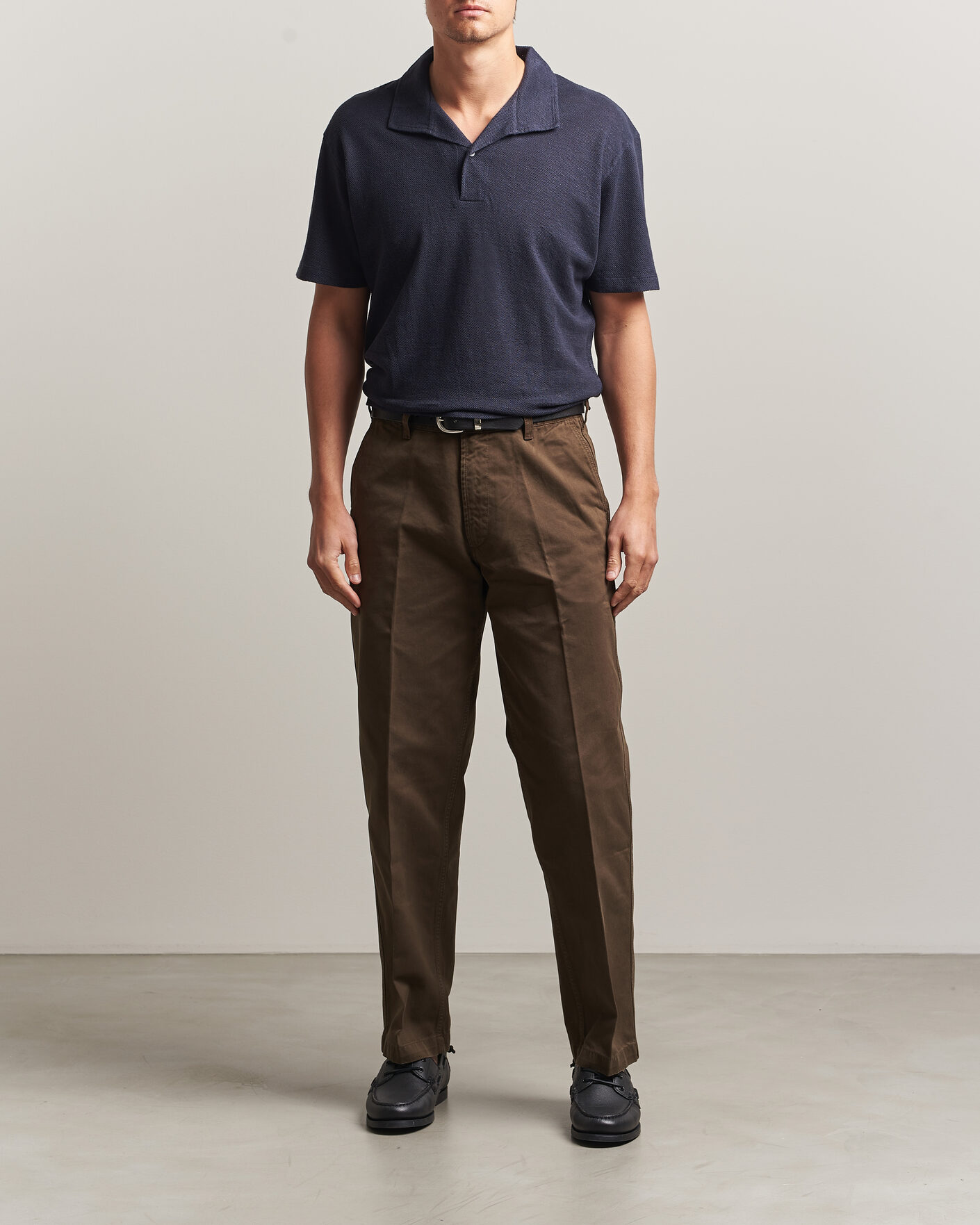 Herr | Pikéer | Sunspel | Cotton/Linen Pique Polo Navy