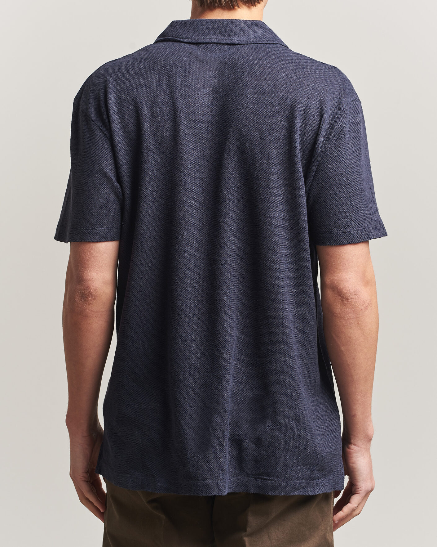 Herr | Pikéer | Sunspel | Cotton/Linen Pique Polo Navy