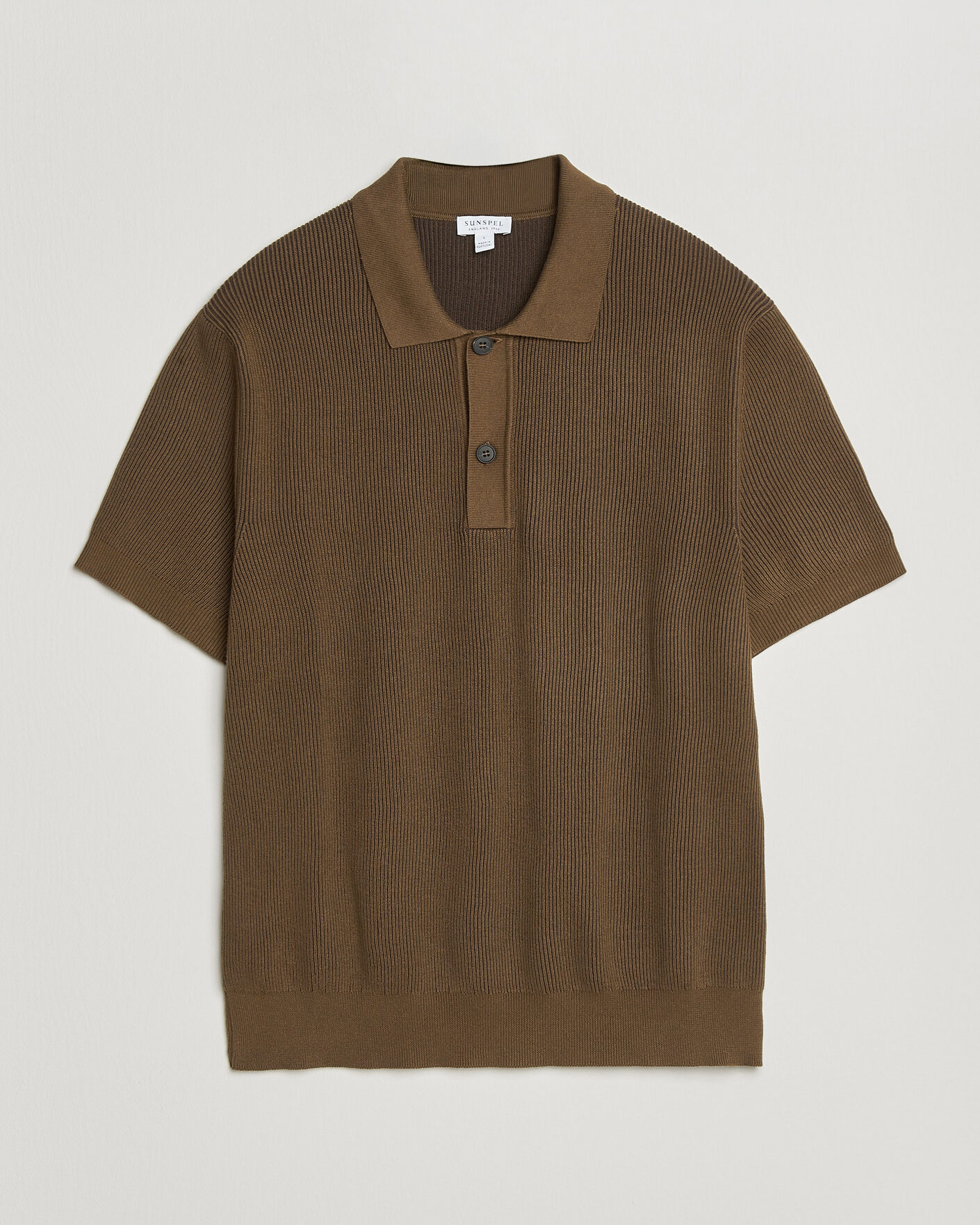 Herr | Pikéer | Sunspel | Knitted Cotton Rib Polo Bronze
