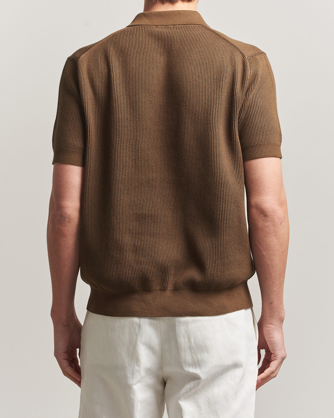Herr | Pikéer | Sunspel | Knitted Cotton Rib Polo Bronze