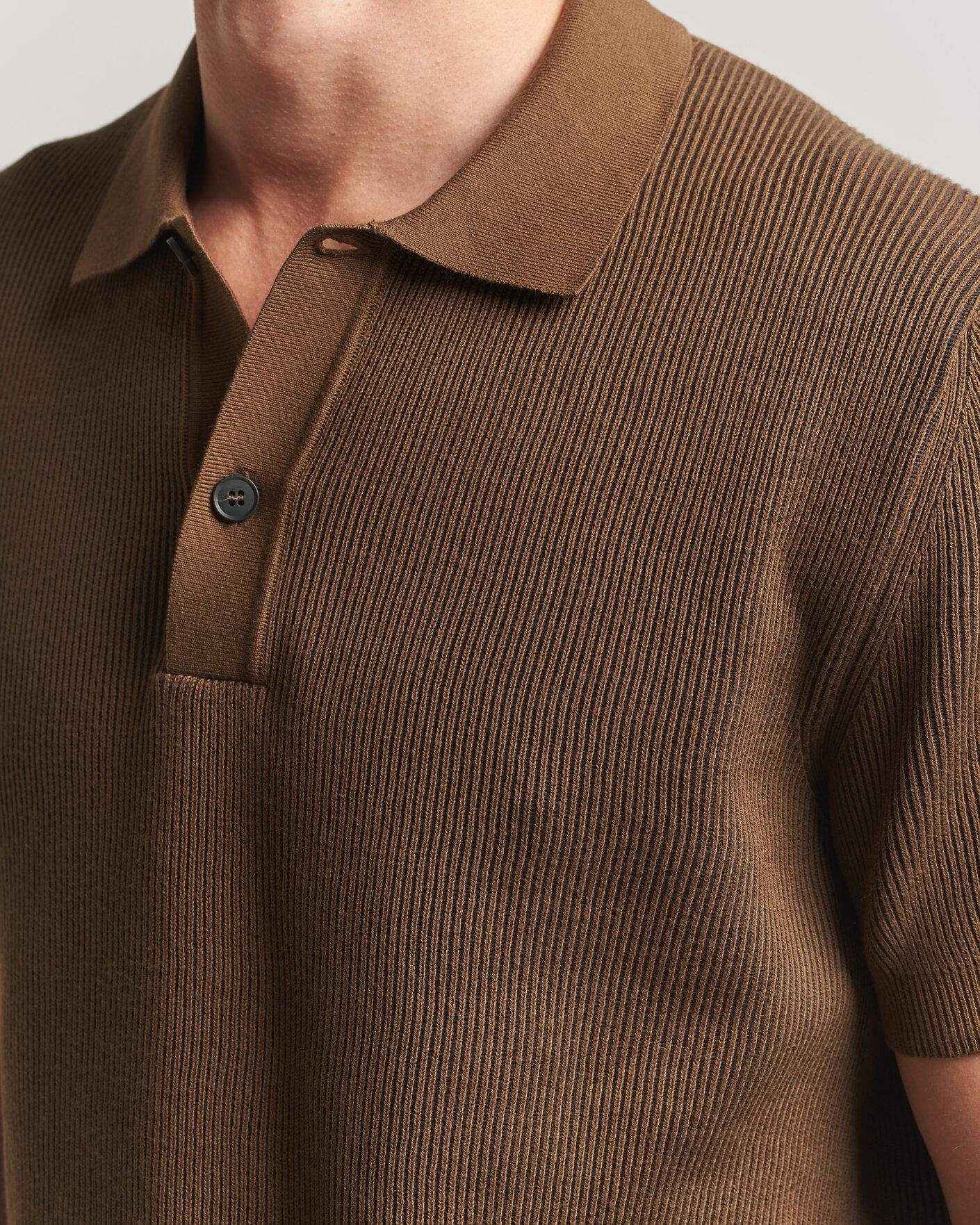 Herr | Pikéer | Sunspel | Knitted Cotton Rib Polo Bronze