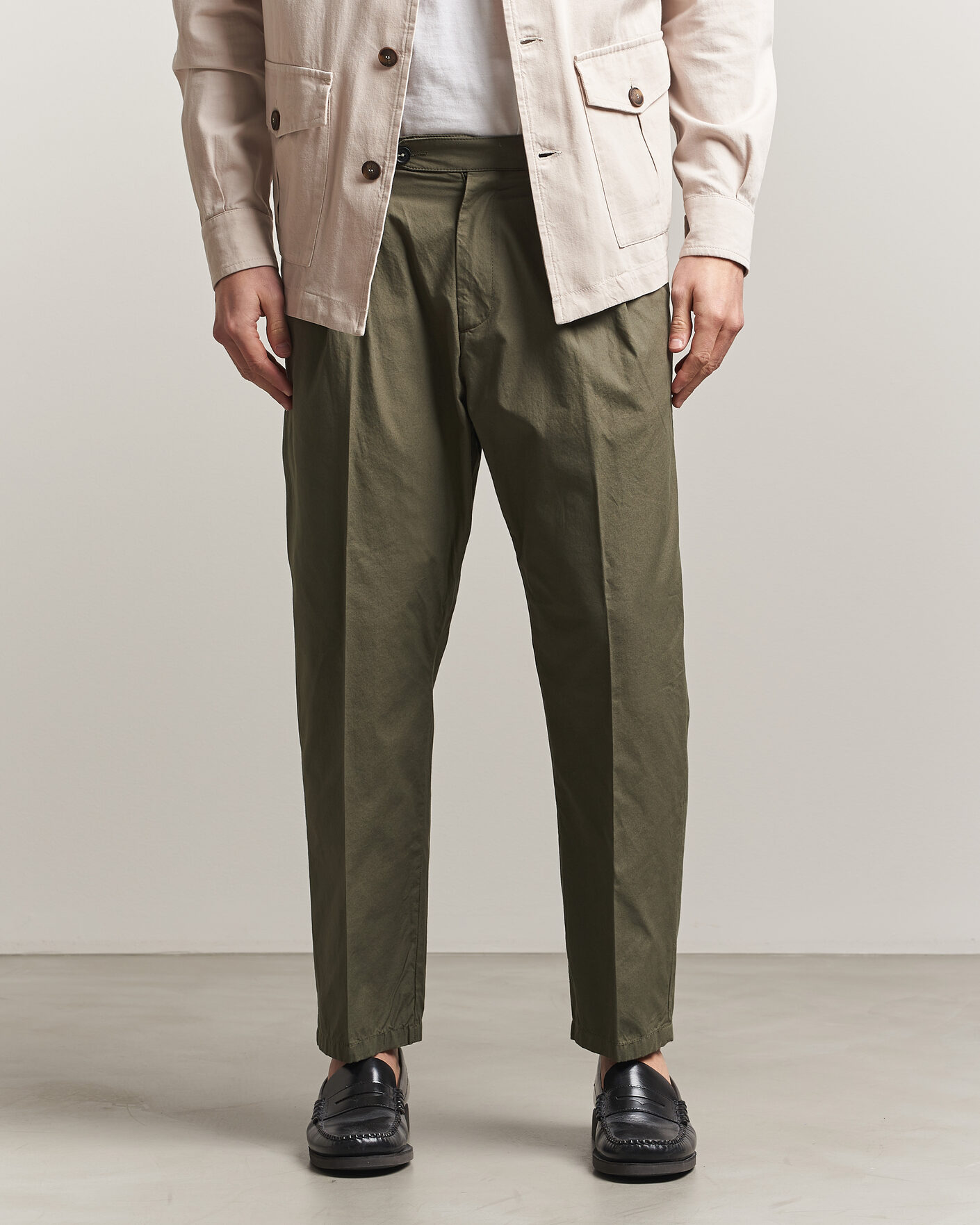 Herr | Byxor | Massimo Alba | Stan Pleated Chinos Military