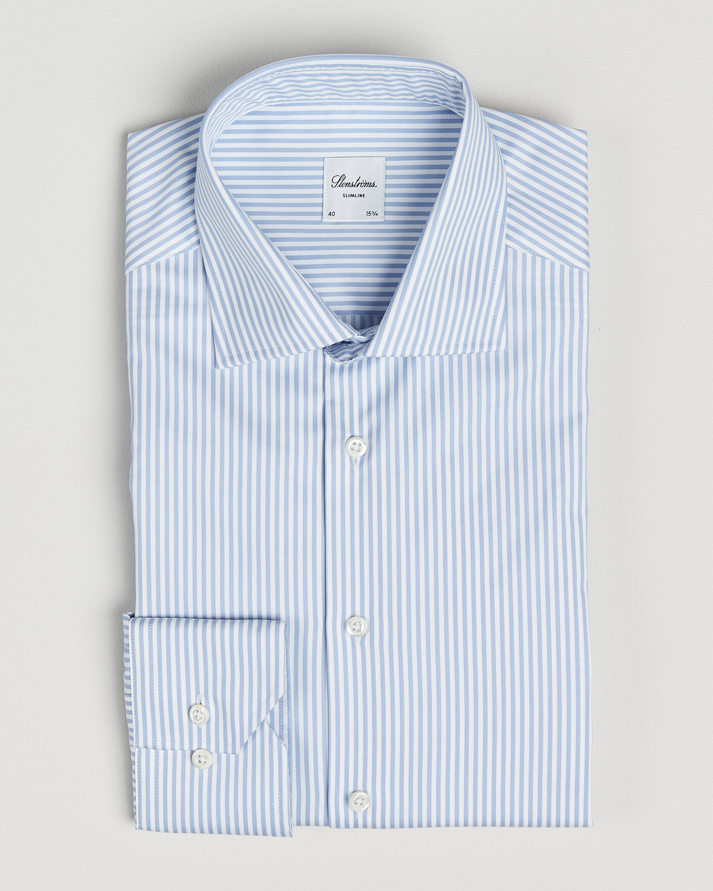 Herr | Skjortor | Stenströms | Slimline Stripe Cut Away Shirt Light Blue