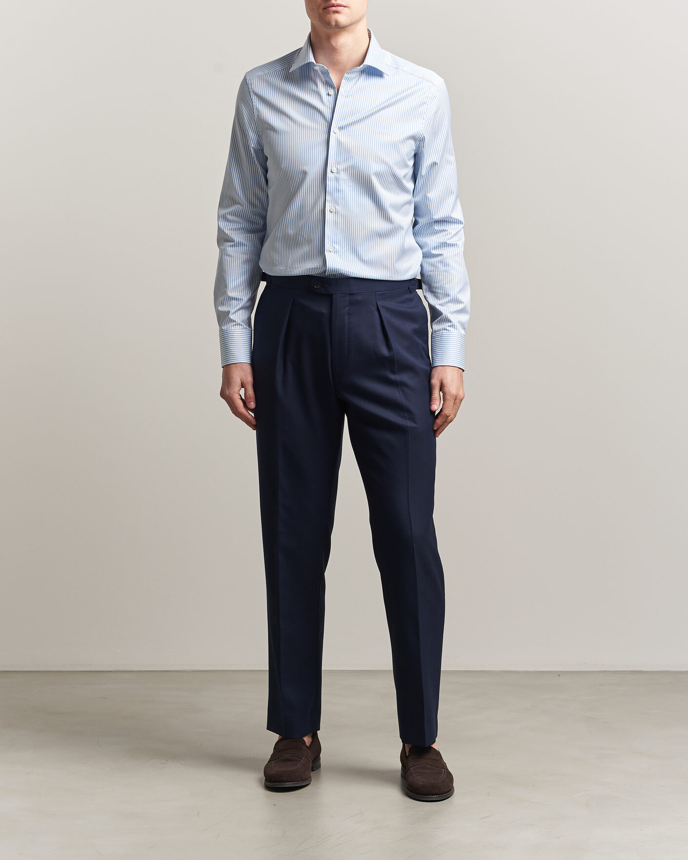 Herr | Skjortor | Stenströms | Slimline Stripe Cut Away Shirt Light Blue