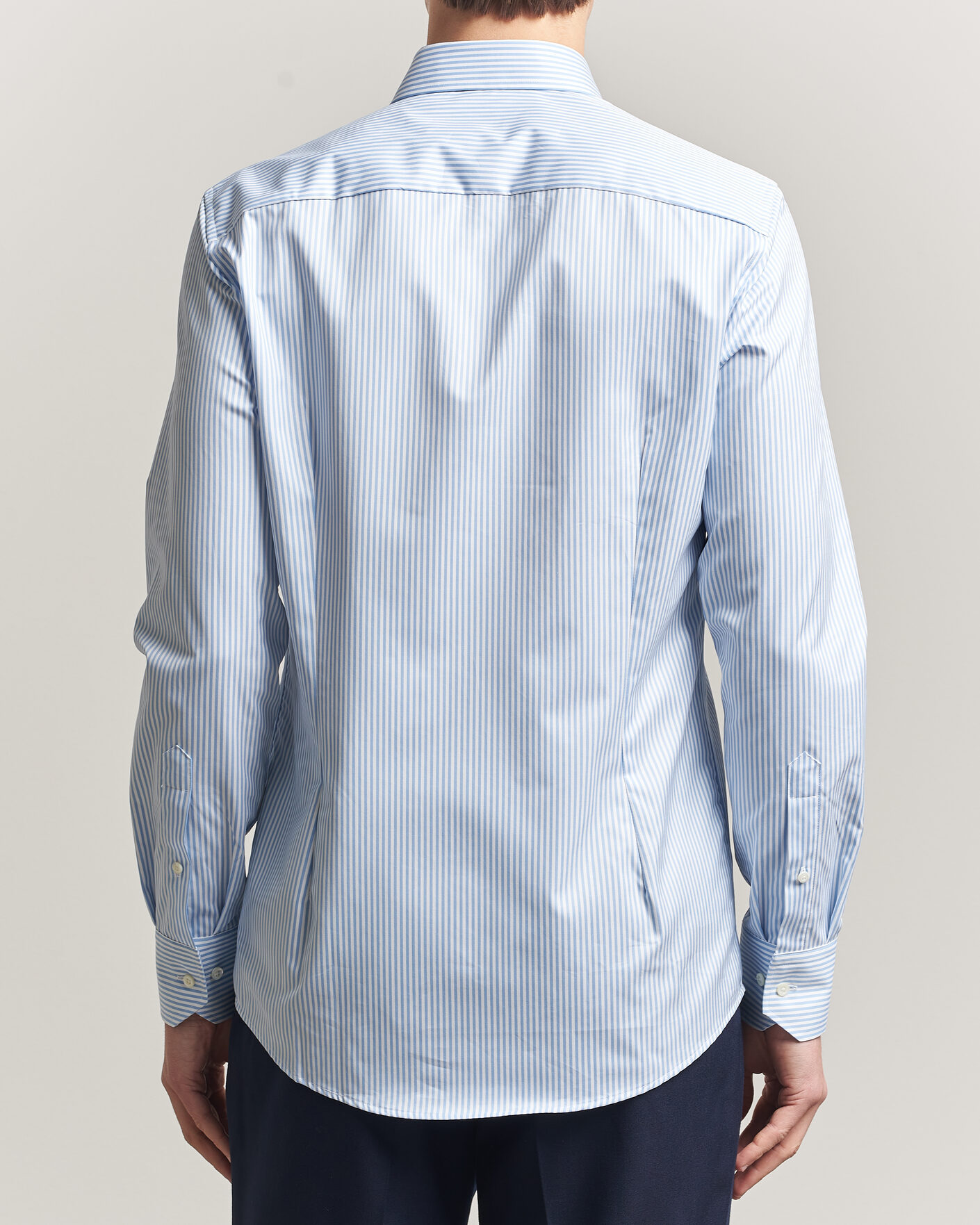 Herr | Skjortor | Stenströms | Slimline Stripe Cut Away Shirt Light Blue