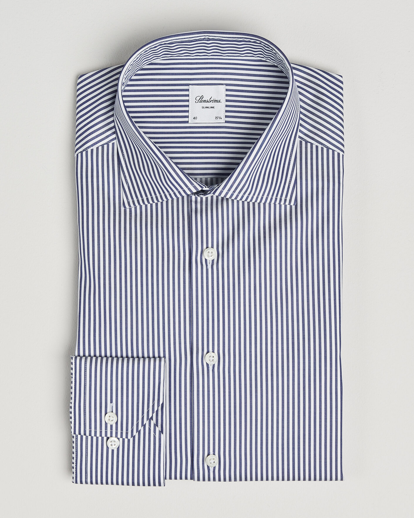 Herr | Skjortor | Stenströms | Slimline Stripe Cut Away Shirt Navy