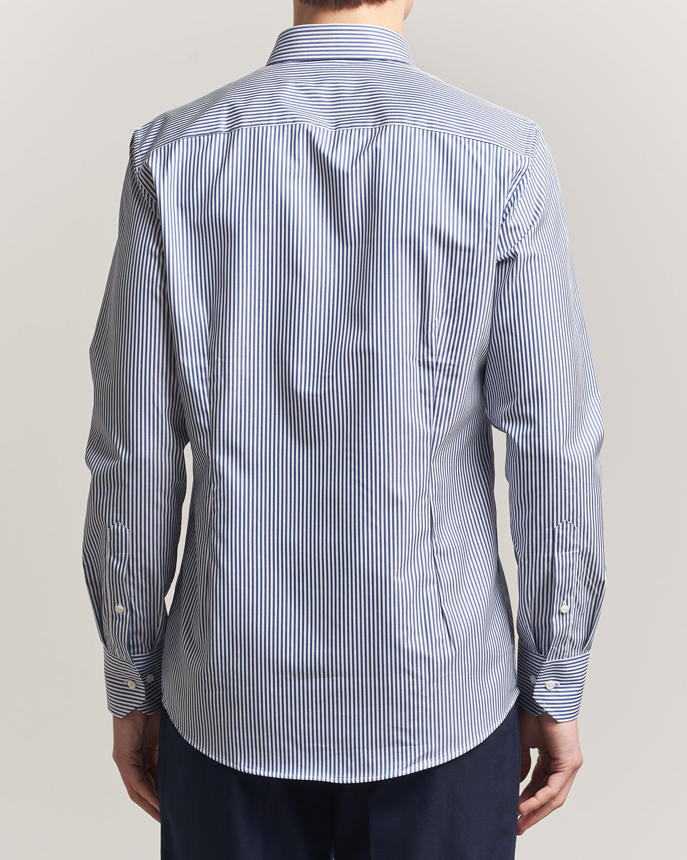 Herr | Skjortor | Stenströms | Slimline Stripe Cut Away Shirt Navy