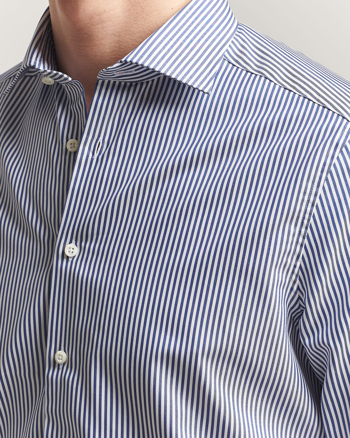 Herr | Skjortor | Stenströms | Slimline Stripe Cut Away Shirt Navy