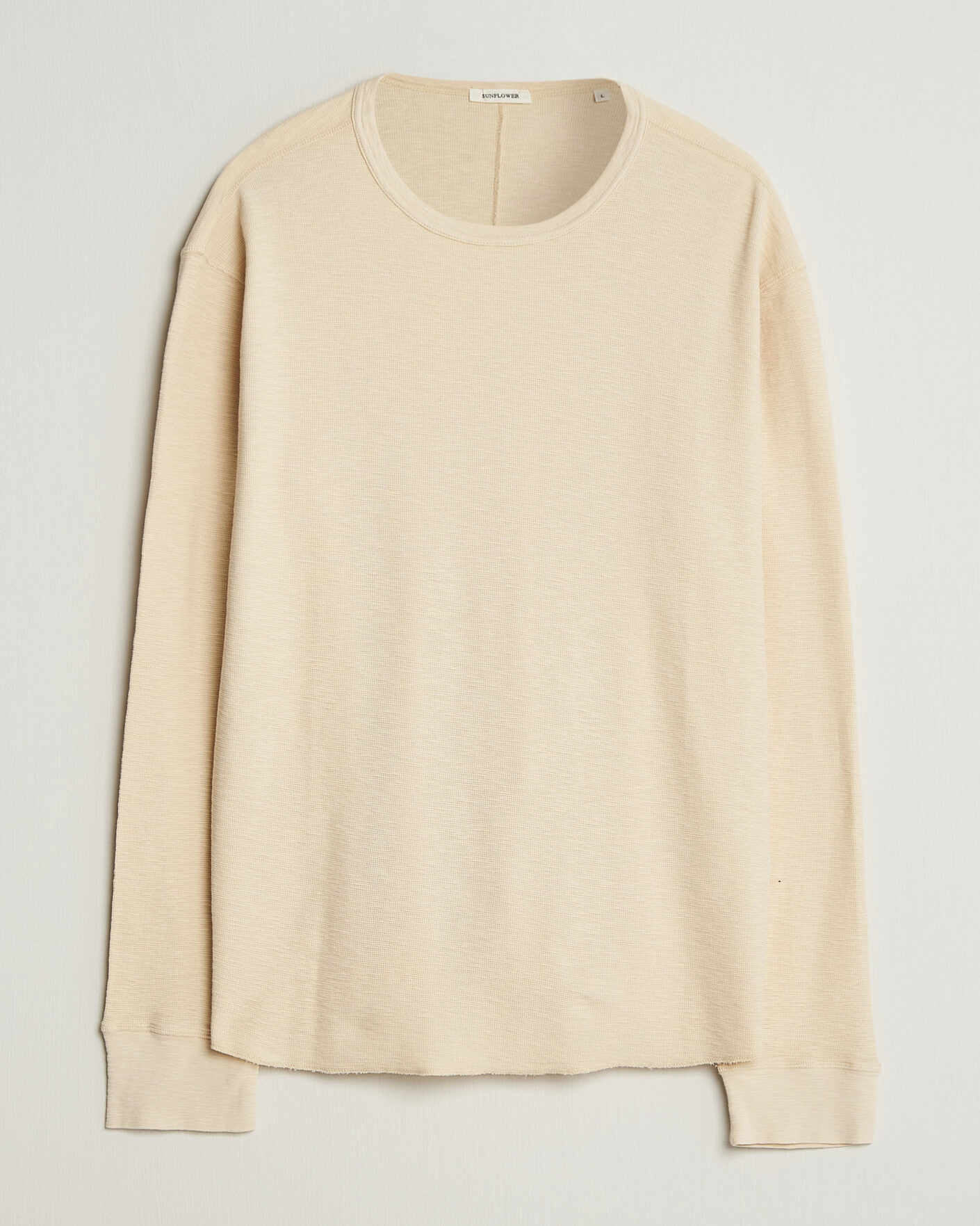 Herr | T-Shirts | Sunflower | Long Sleeve Waffle Tee Beige