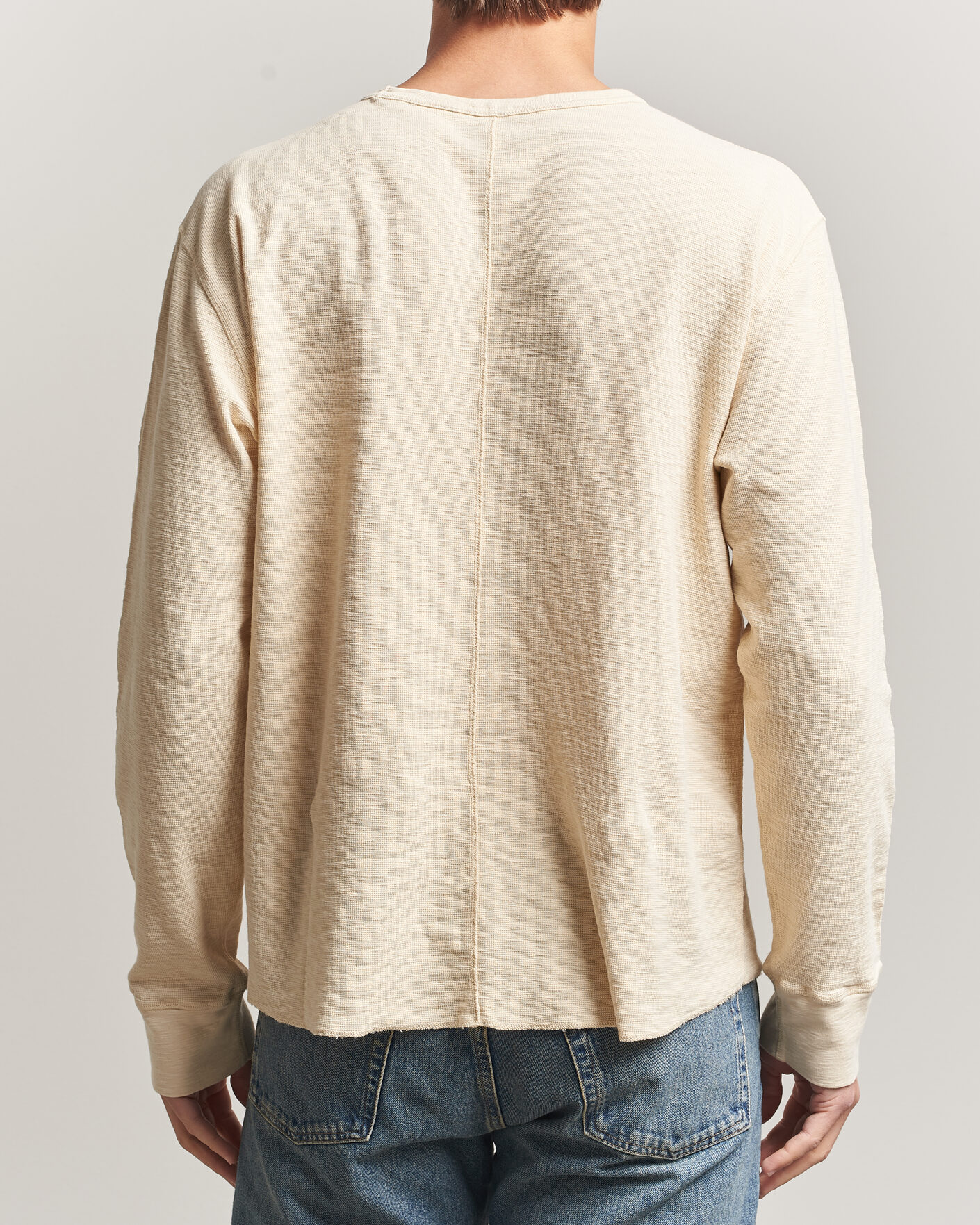 Herr | T-Shirts | Sunflower | Long Sleeve Waffle Tee Beige
