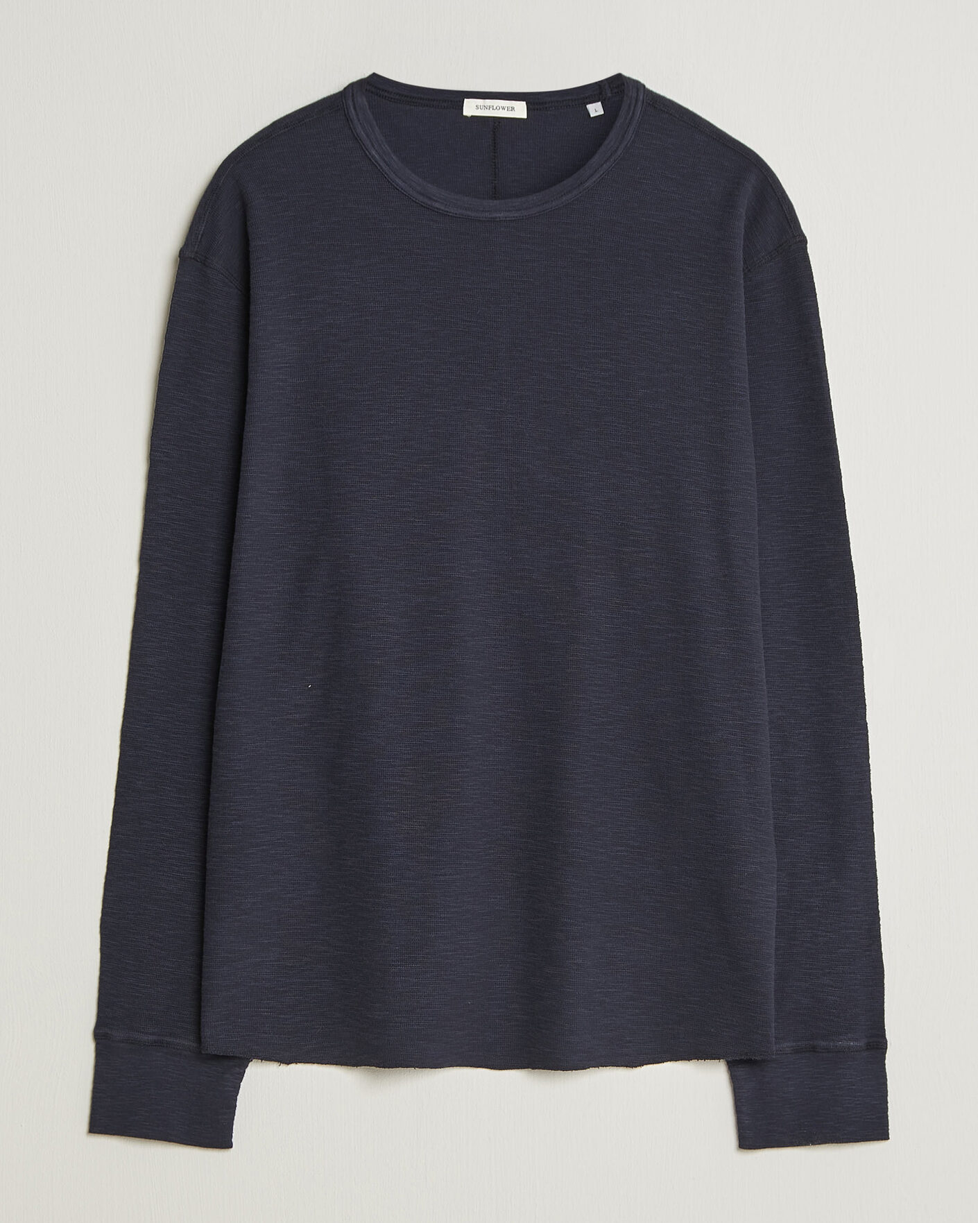Herr | T-Shirts | Sunflower | Long Sleeve Waffle Tee Navy