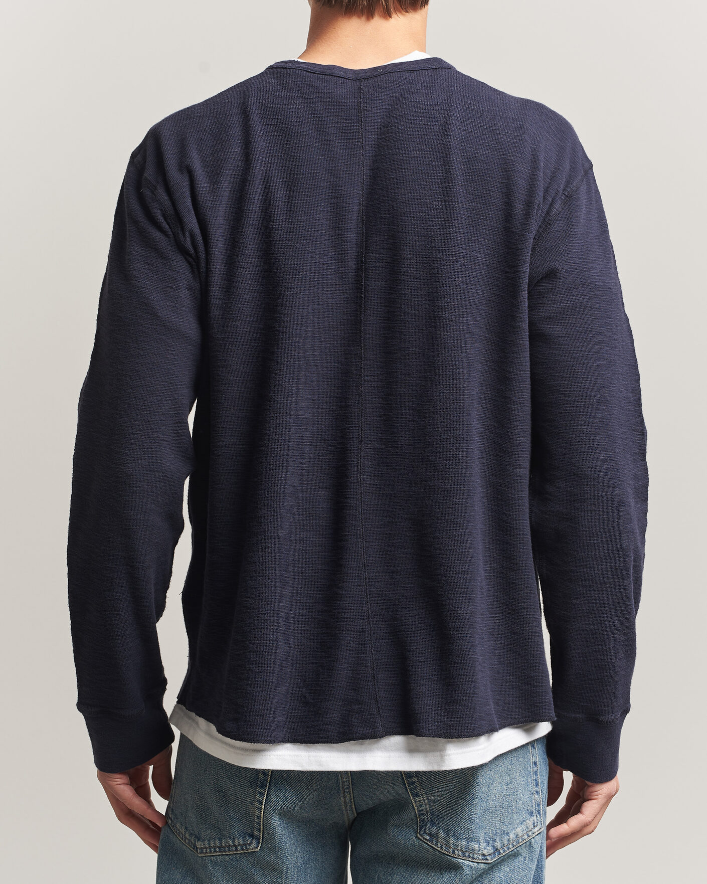 Herr | T-Shirts | Sunflower | Long Sleeve Waffle Tee Navy