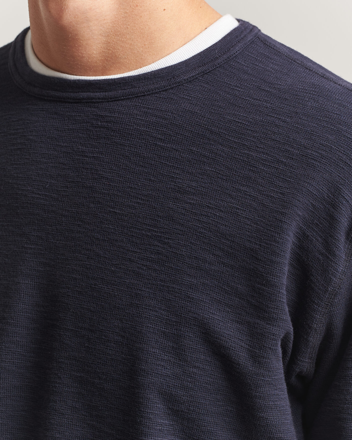 Herr | T-Shirts | Sunflower | Long Sleeve Waffle Tee Navy
