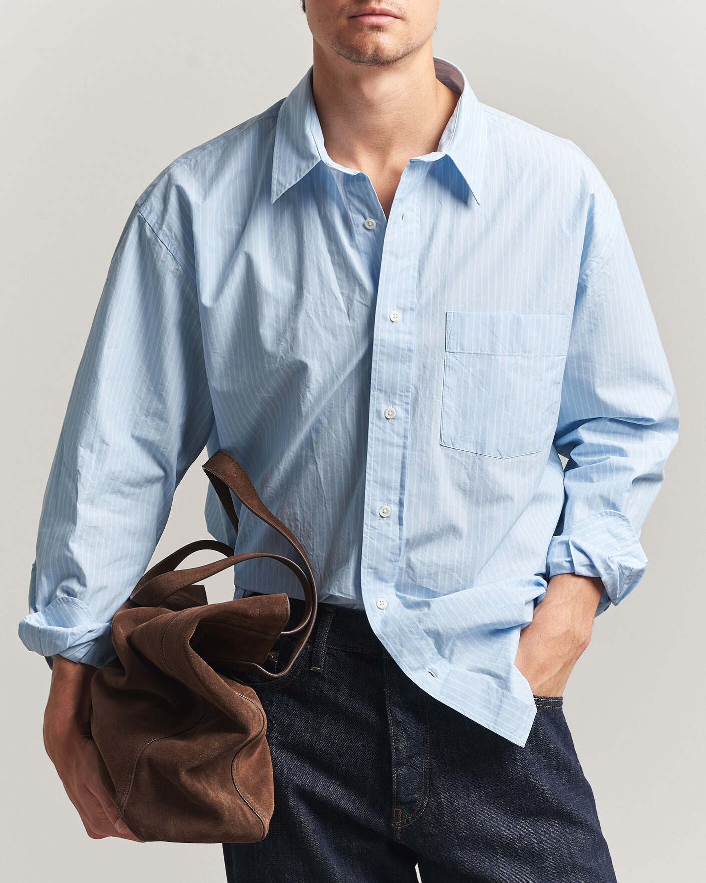 Herr | Skjortor | Sunflower | New Base Shirt Light Blue Stripe