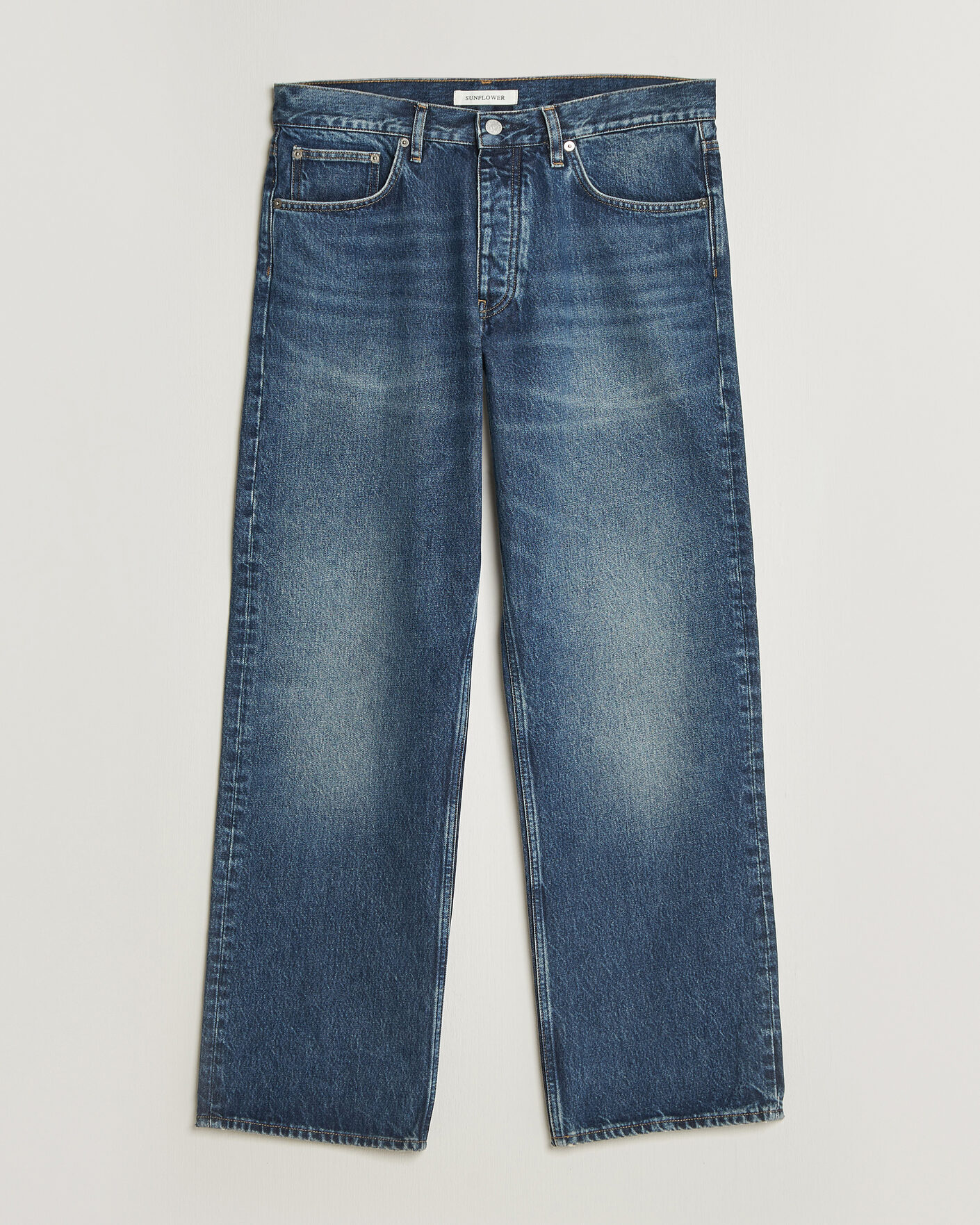 Herr | Byxor | Sunflower | Loose Jeans Dark Blue Worn