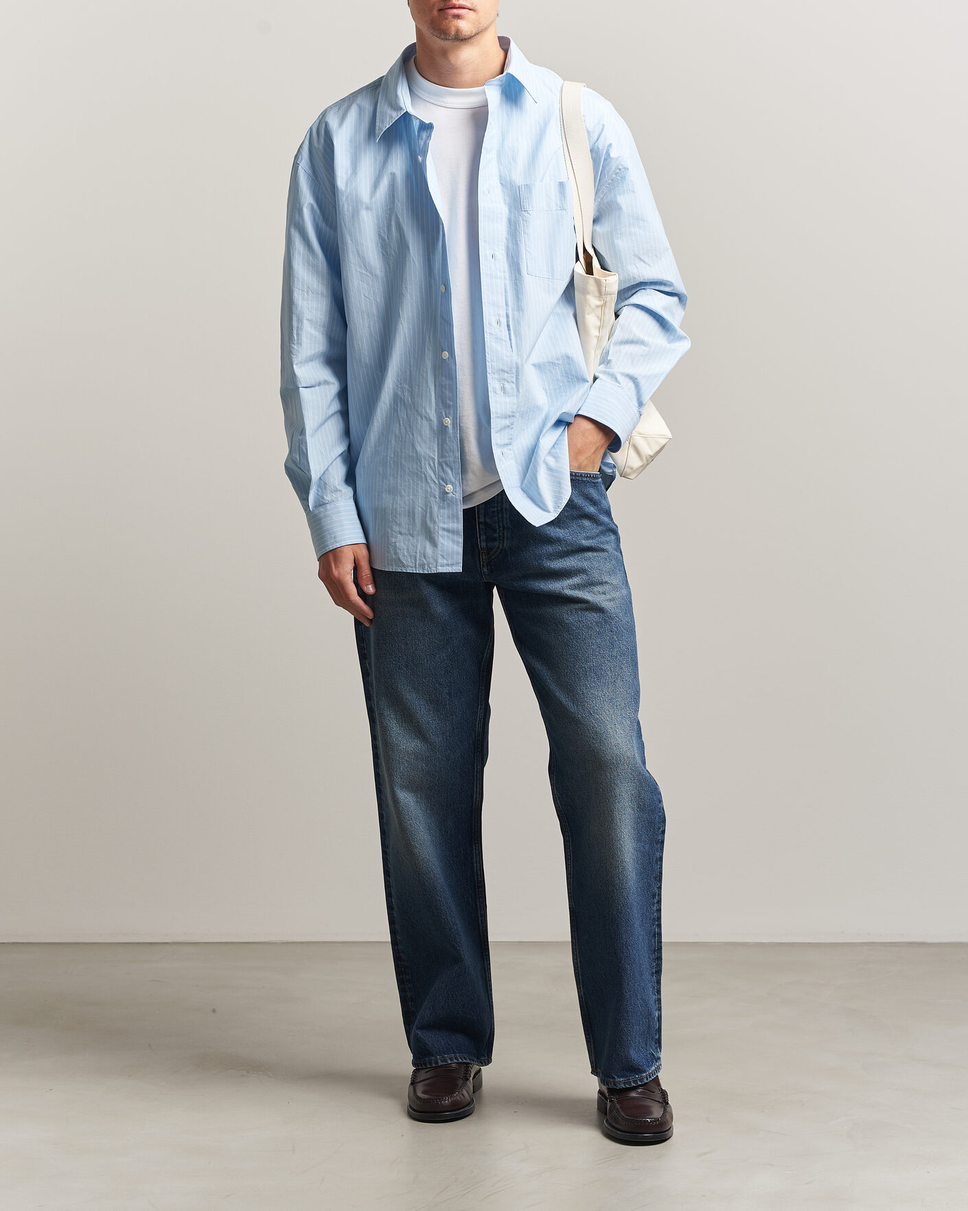 Herr | Byxor | Sunflower | Loose Jeans Dark Blue Worn