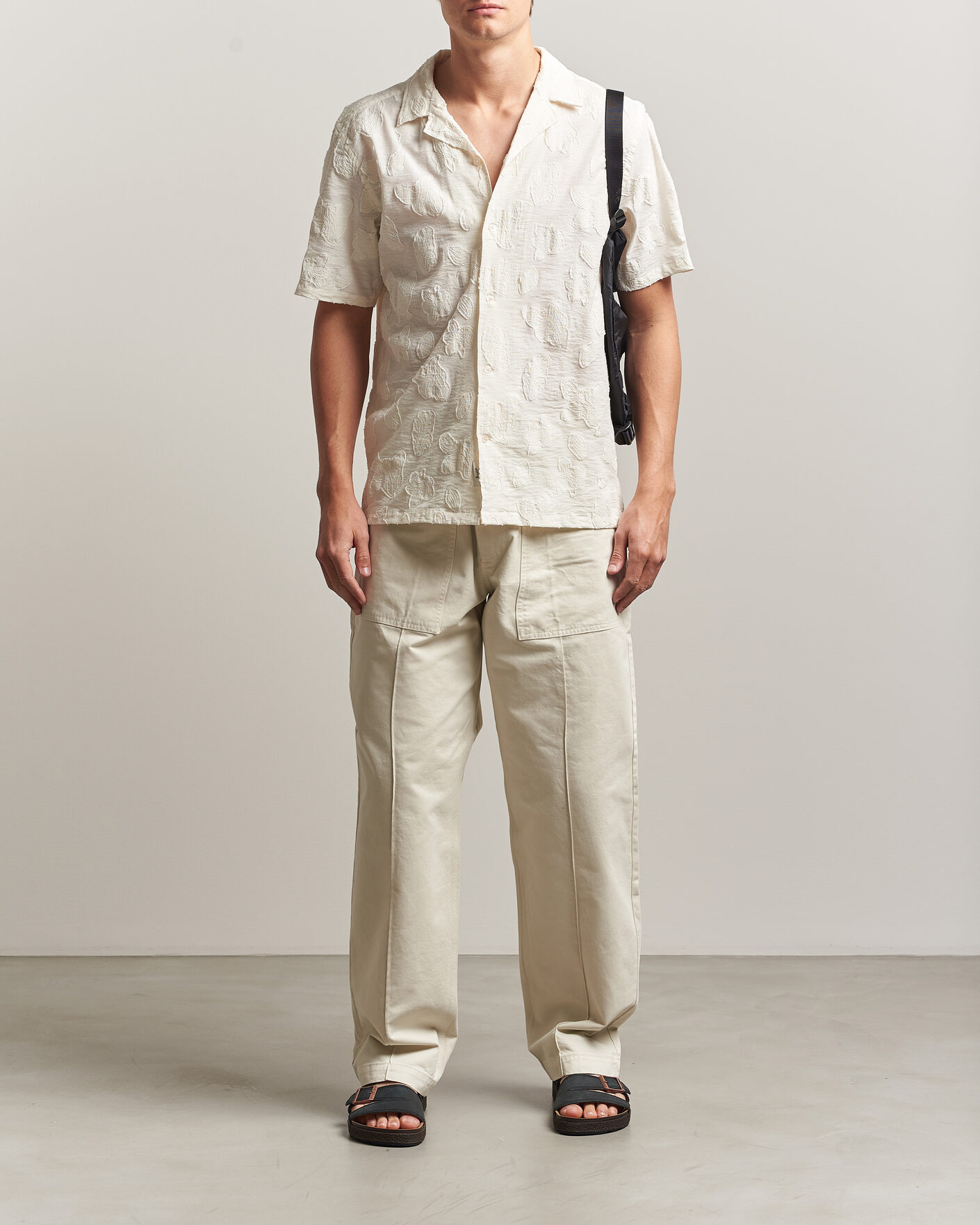 Herr | Skjortor | Forét | Peer Jaquard Short Sleeve Shirt Cloud