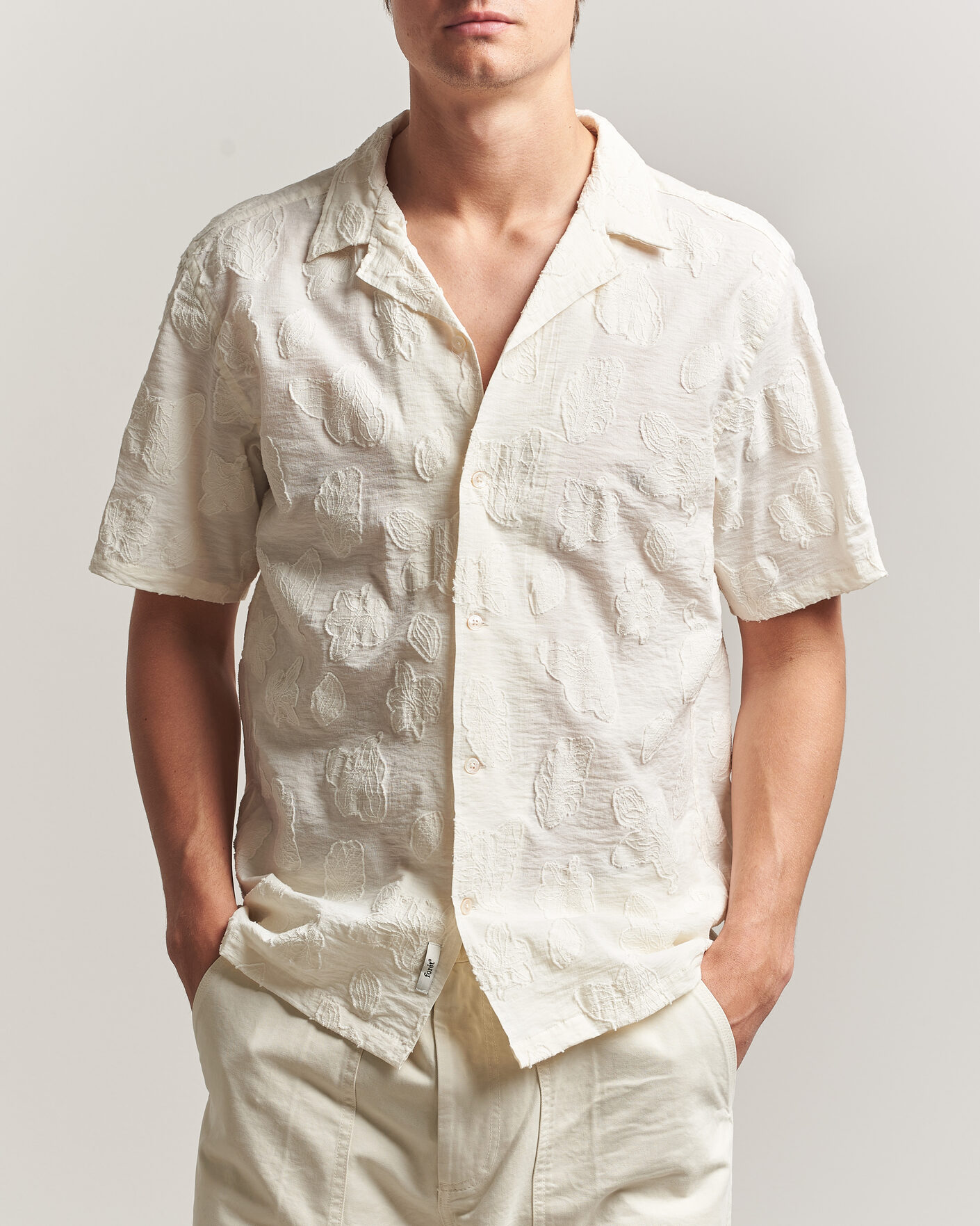 Herr | Skjortor | Forét | Peer Jaquard Short Sleeve Shirt Cloud