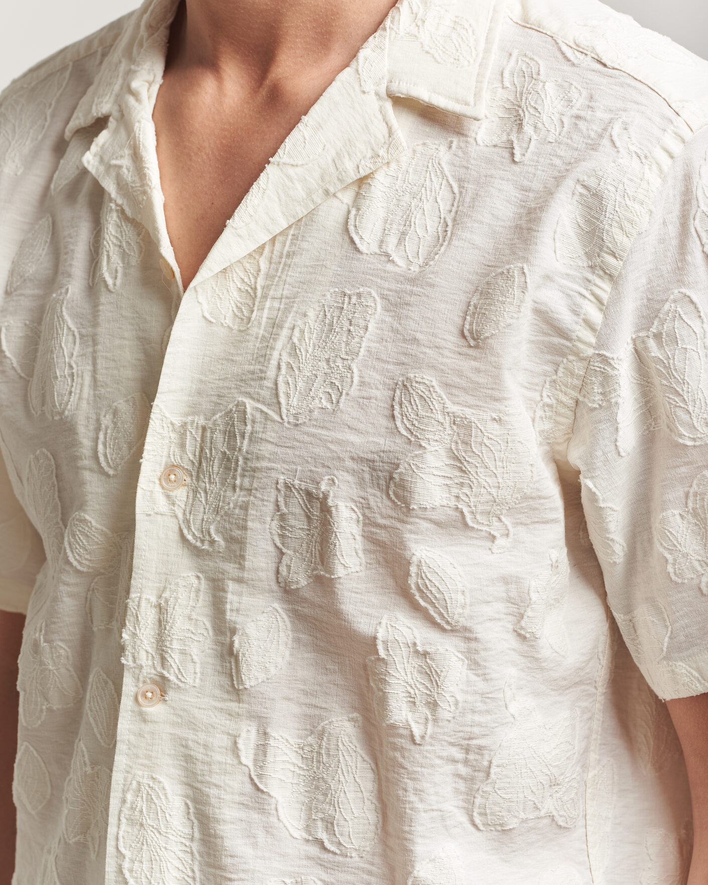 Herr | Skjortor | Forét | Peer Jaquard Short Sleeve Shirt Cloud
